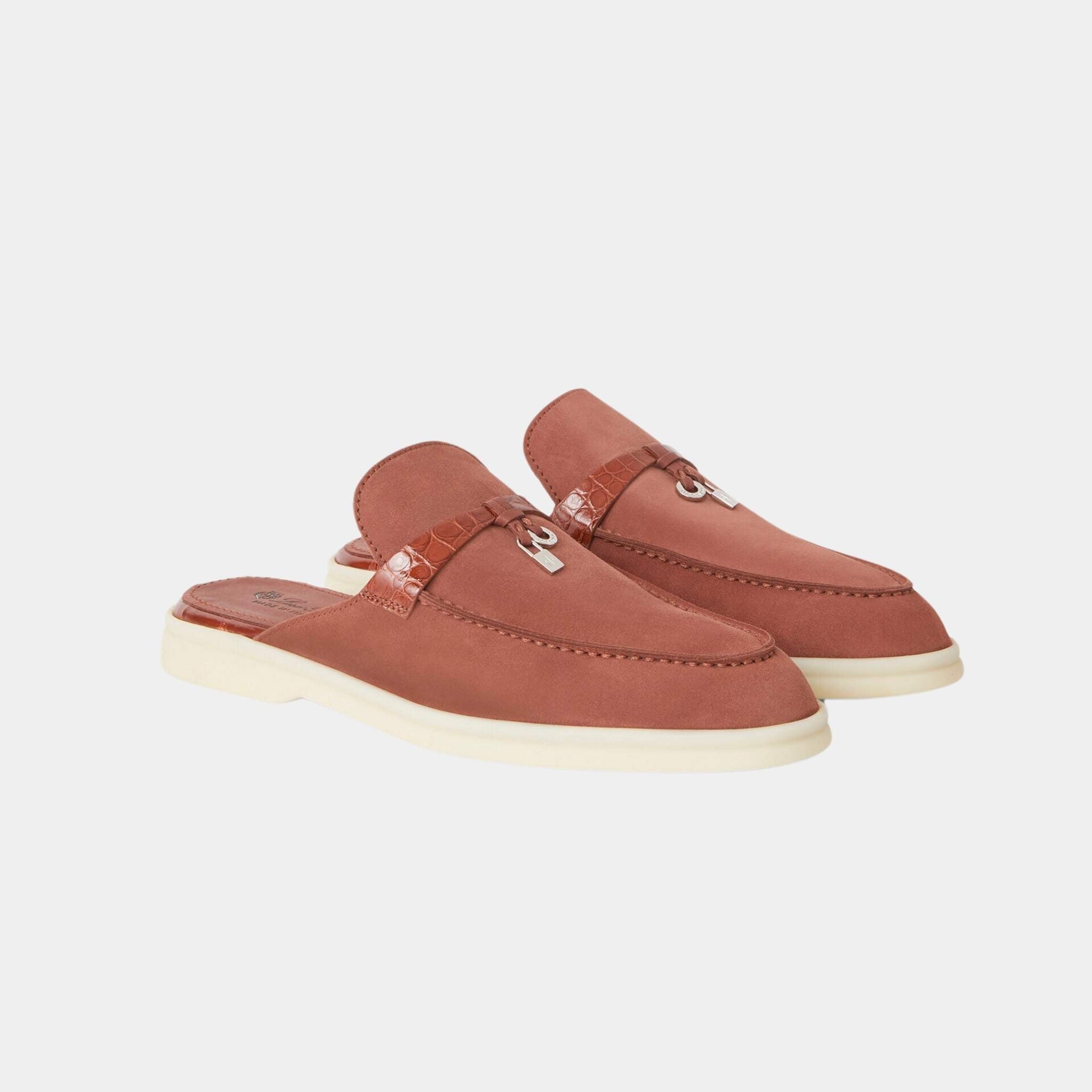 Charms Walk Babouche Loafer Suede With Alligator Saddles