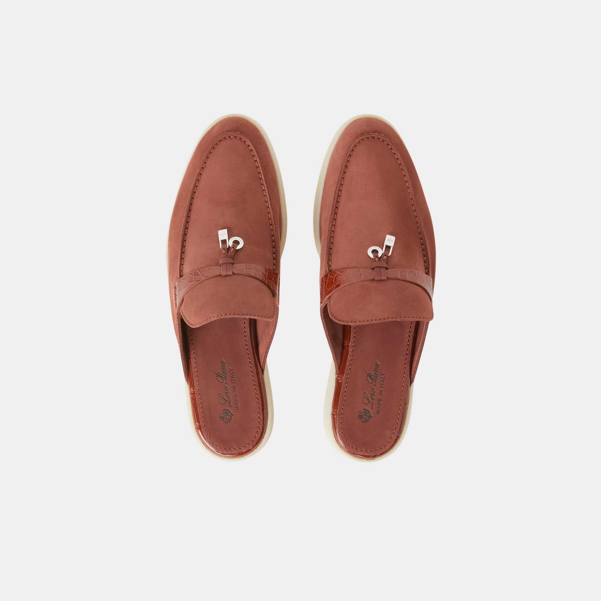 Charms Walk Babouche Loafer Suede With Alligator Saddles