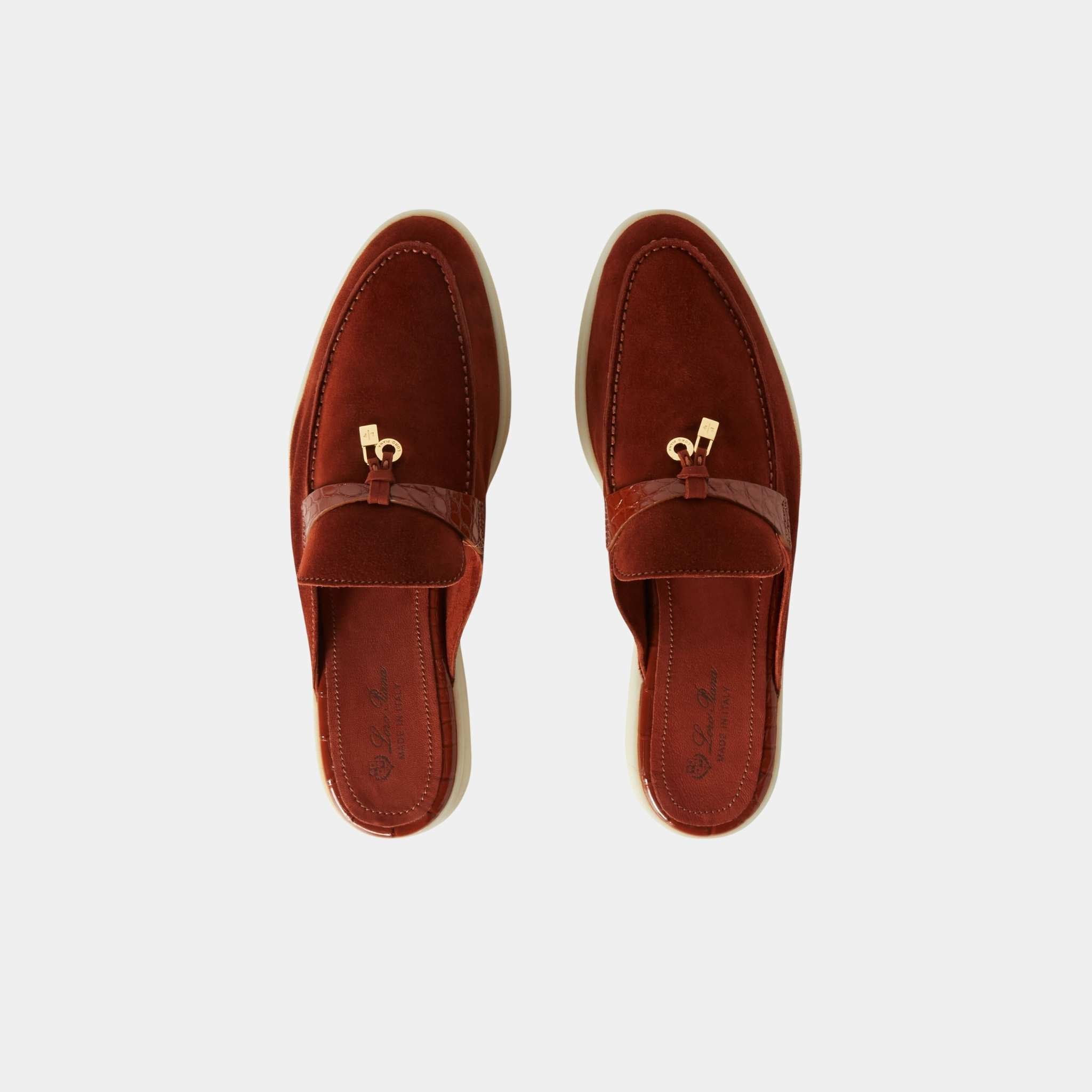Charms Walk Babouche Loafer Suede With Alligator Saddles