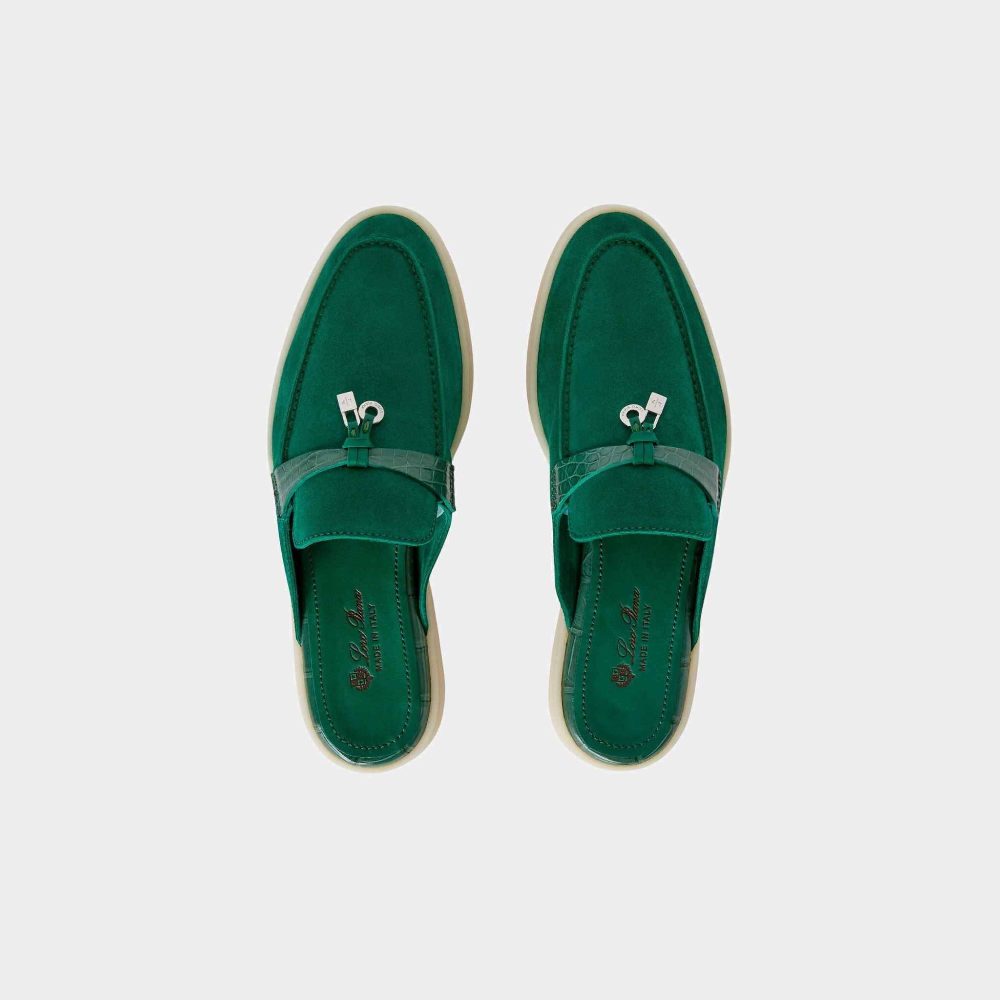 Charms Walk Babouche Suede Loafer With Alligator Saddles