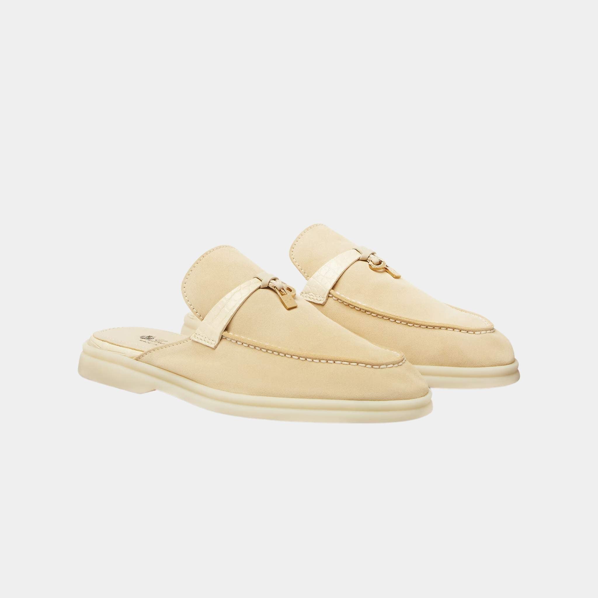 Charms Walk Babouche Suede Loafer With Alligator Saddles