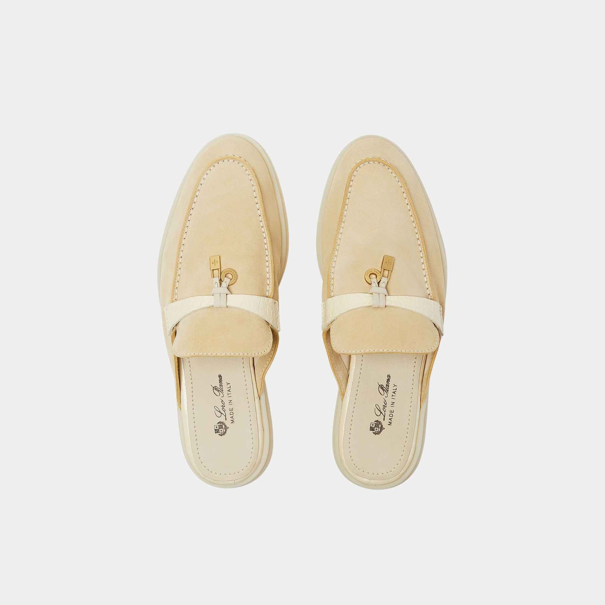 Charms Walk Babouche Suede Loafer With Alligator Saddles