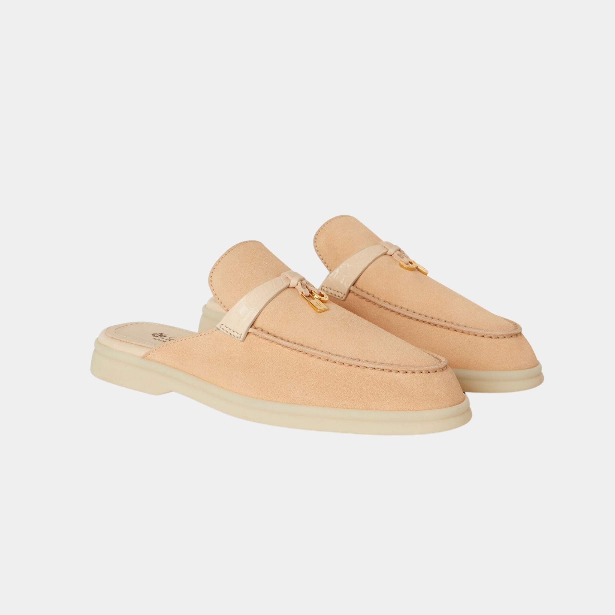 Charms Walk Babouche Suede Loafer With Alligator Saddles