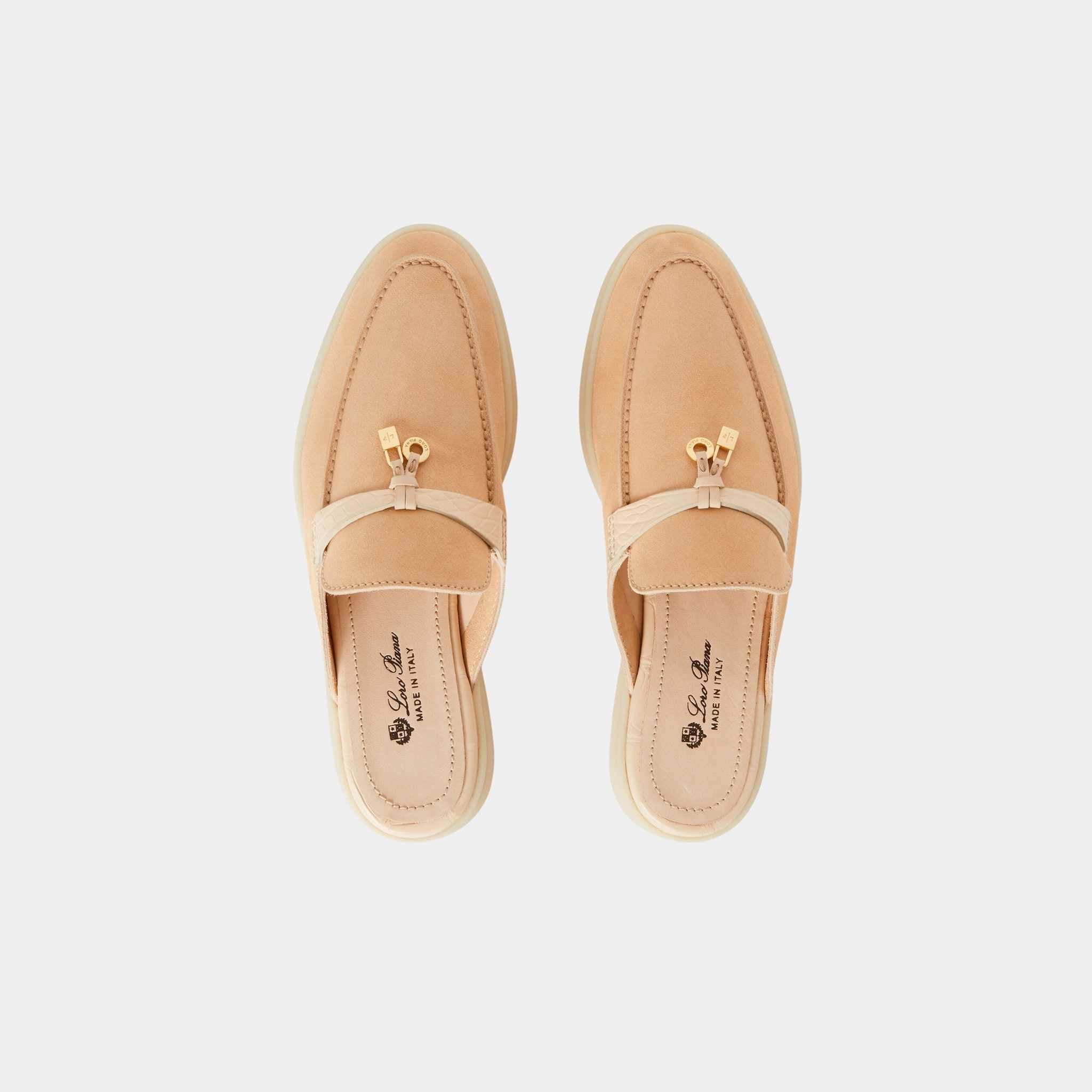 Charms Walk Babouche Suede Loafer With Alligator Saddles