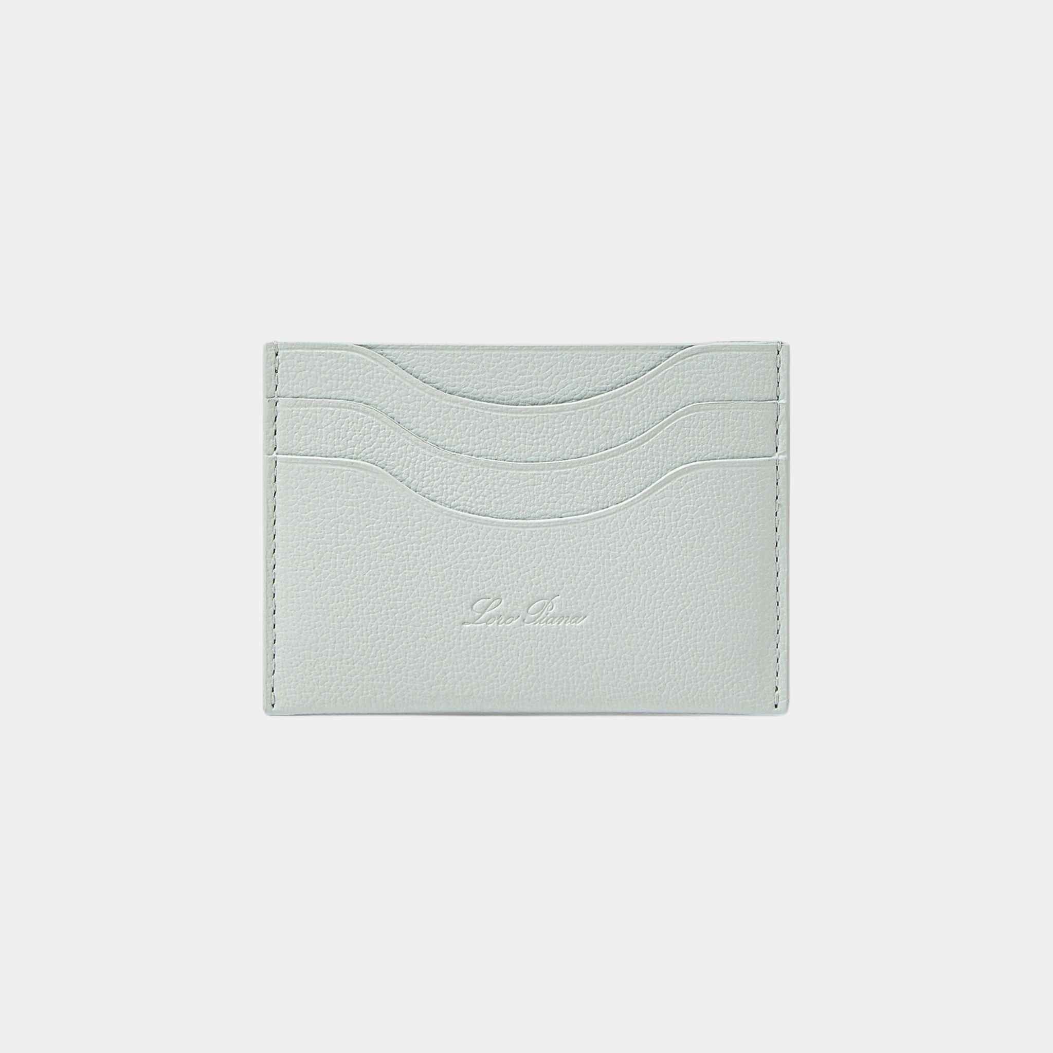 Loro Piana Extra Cardholder Calfskin, Sky Breeze, Front