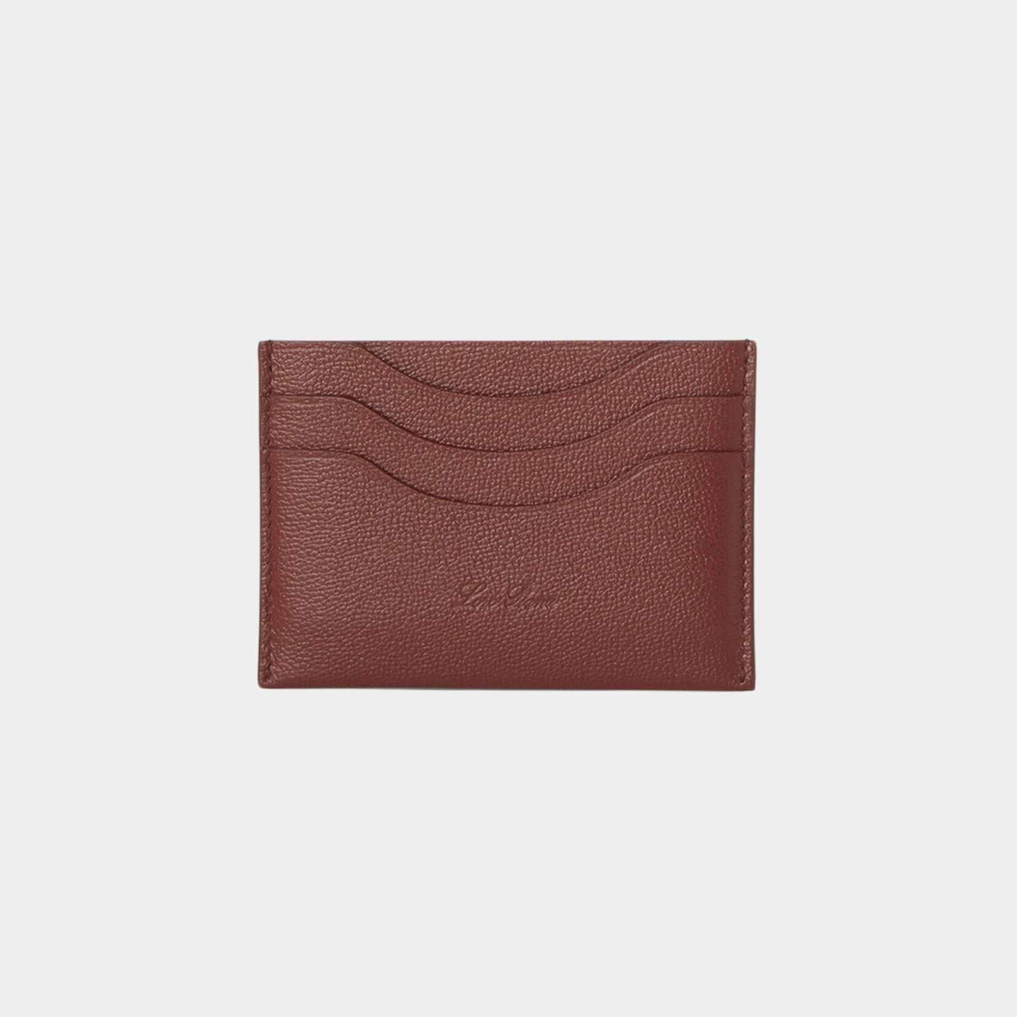 Loro Piana Extra Cardholder Calfskin, Smoked Caramel, Front