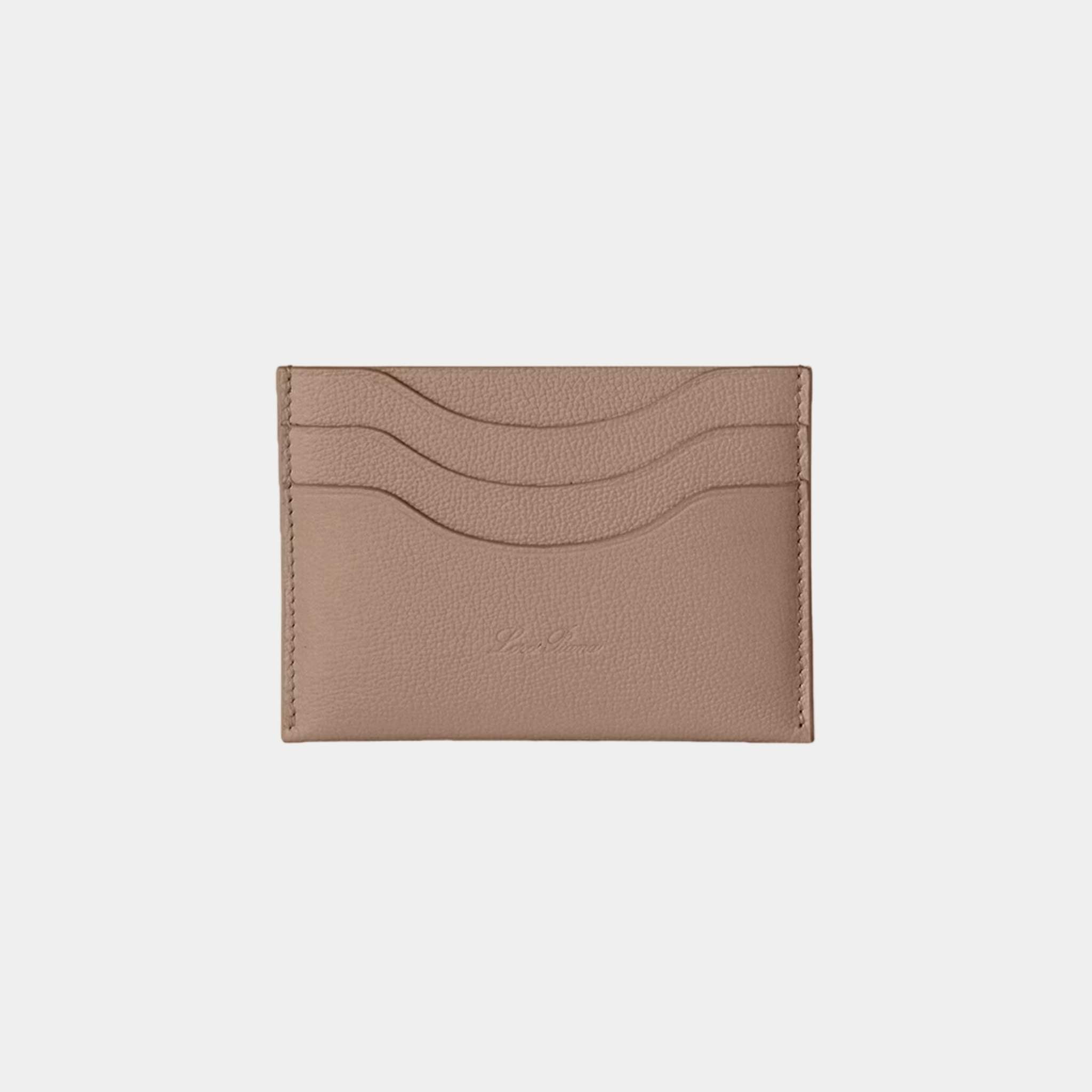 Loro Piana Extra Cardholder Calfskin, Warm Mastic, Front