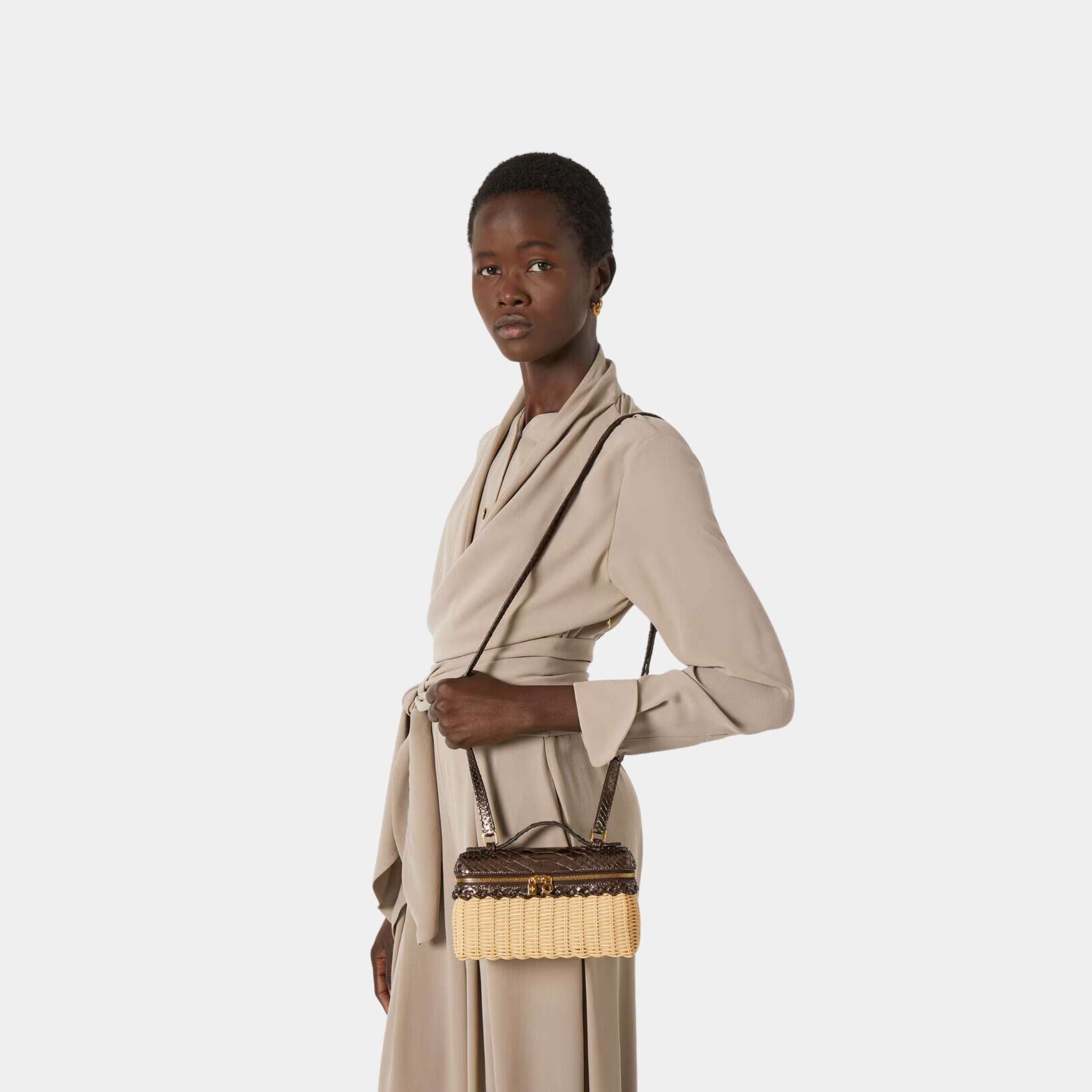 Extra Pocket L19 East-West Wicker in Python Leather