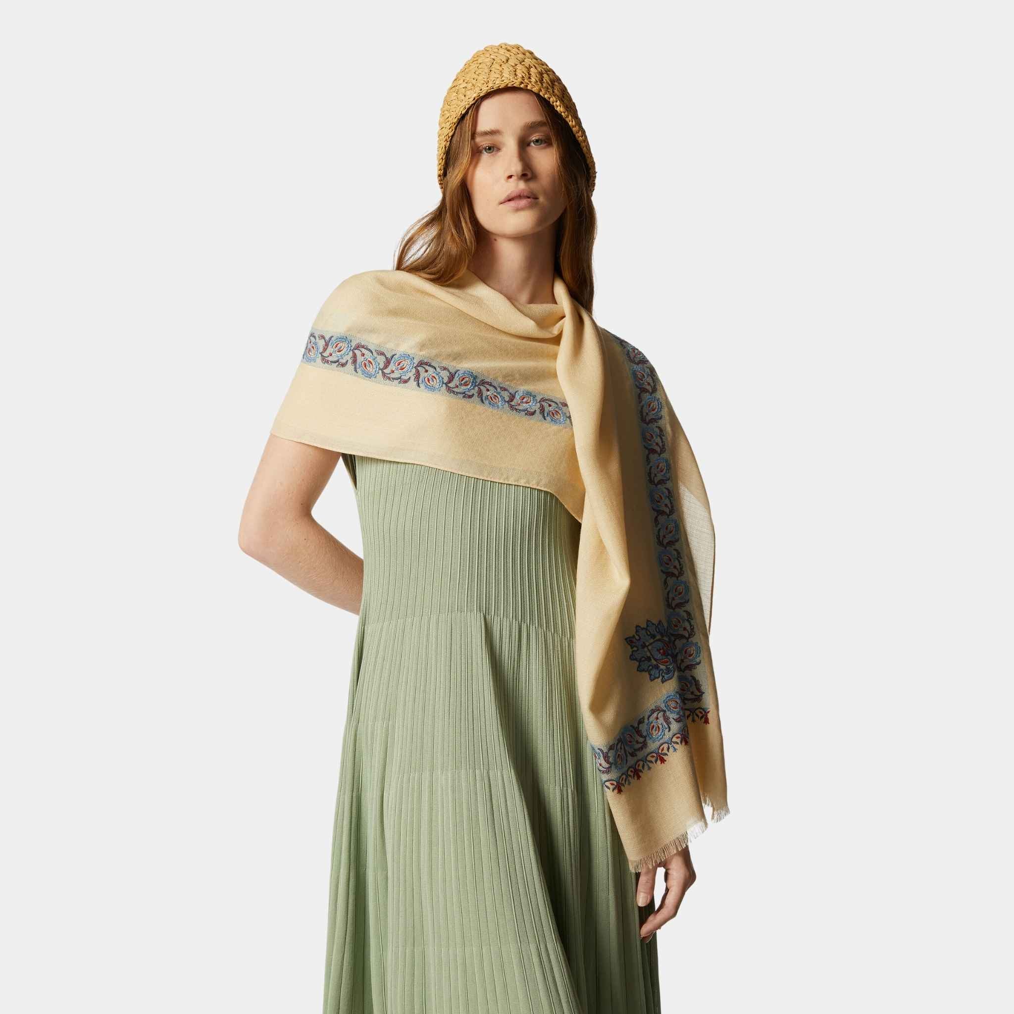 Flower Echoes Stole Silk Cashmere