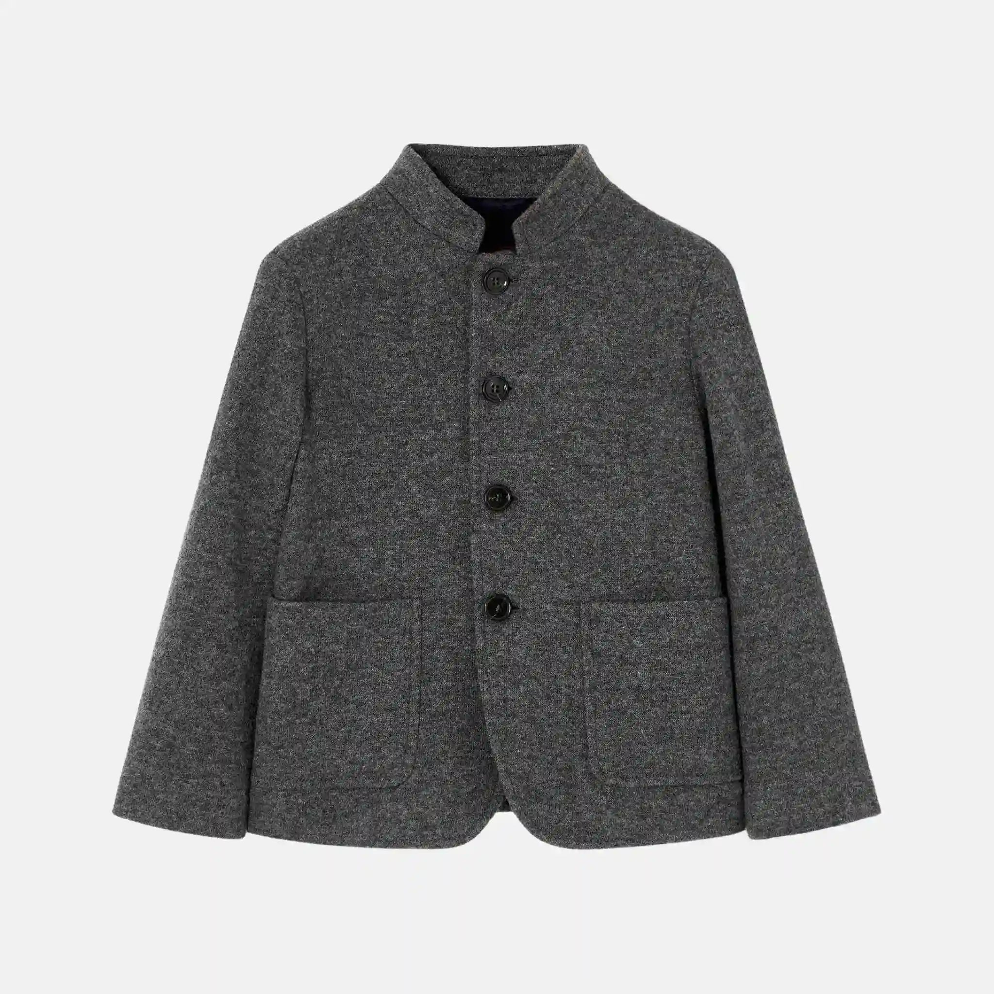 Loro Piana Kids Spagna Jacket in Jersey Novalis, Grey Melage, Front