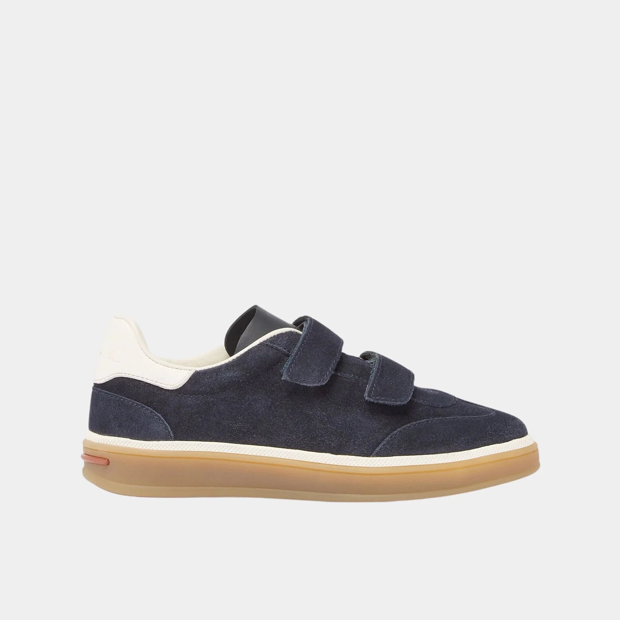 Loro Piana Kids Tennis Walk Sneakers Suede Calf Split, Navy Blue, Side