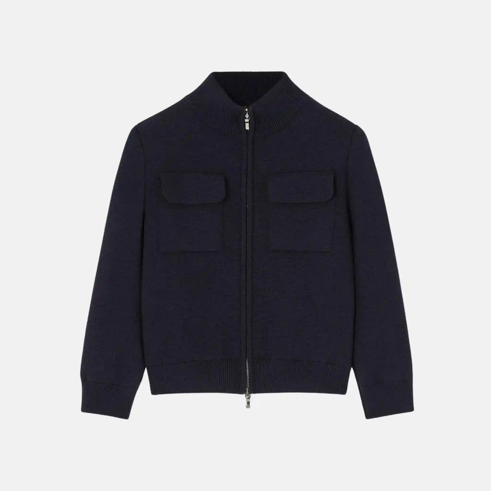 Loro Piana Kids Wonderland Bomber Jacket Wish Wool, Navy Blue, Front