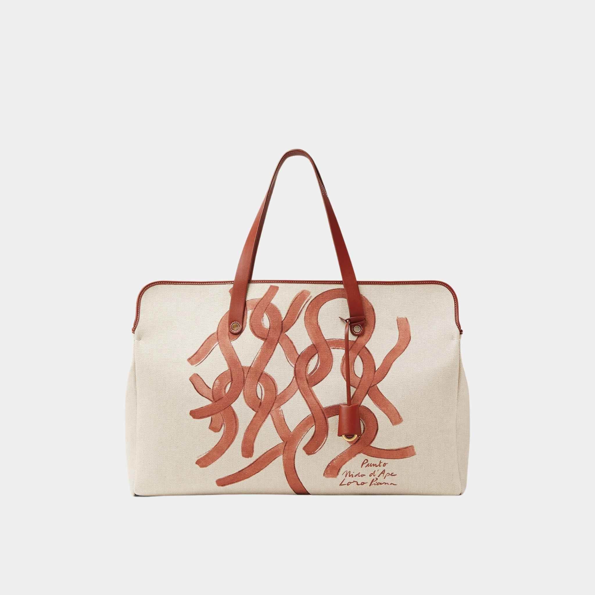 Laguna Shopper Bag Cotton-Linen And Calfskin
