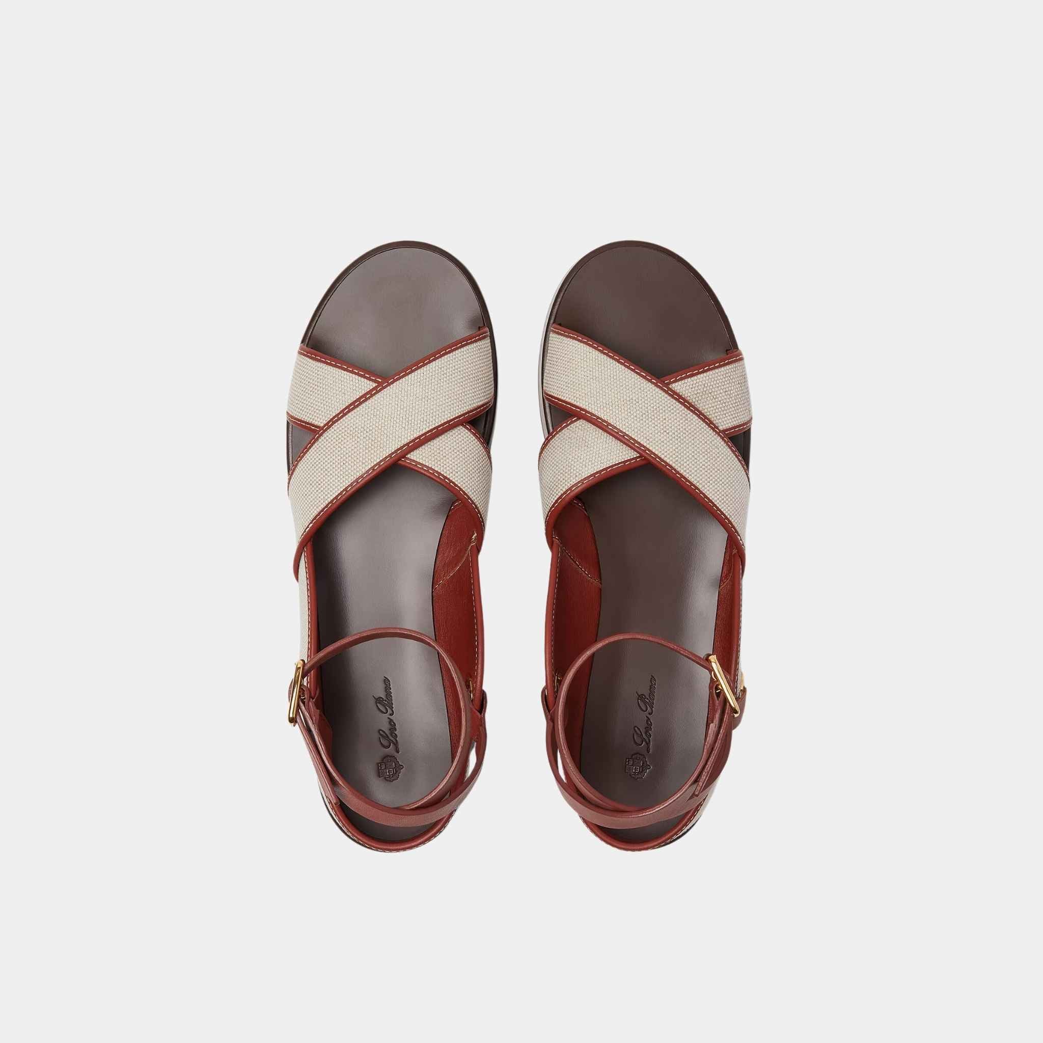Leo Sandal In Cotton And Linen Canvas