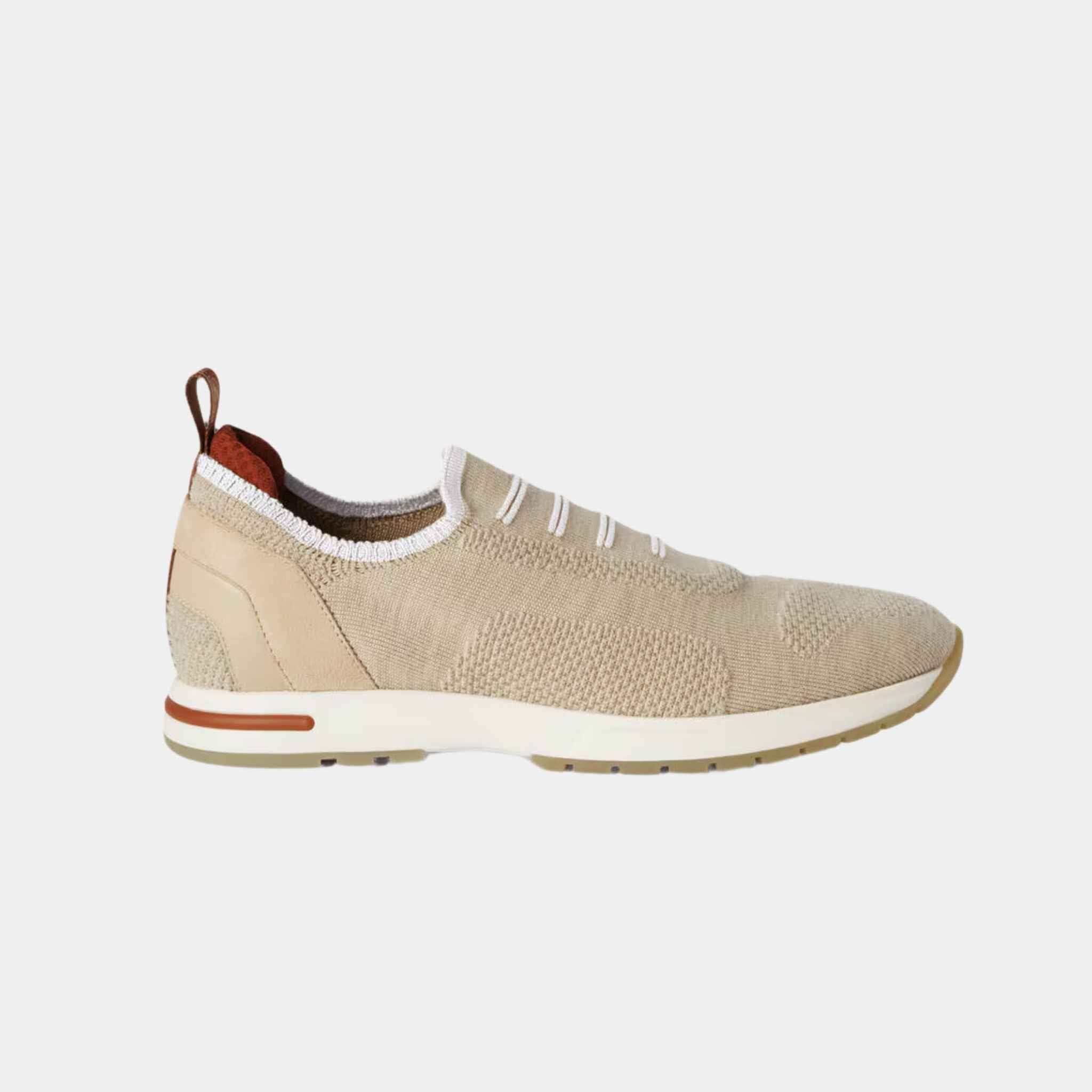 Loro Piana 360 LP Flexy Walk Sneakers With Kummel Colored Eyelets, Beige Melange, Side View