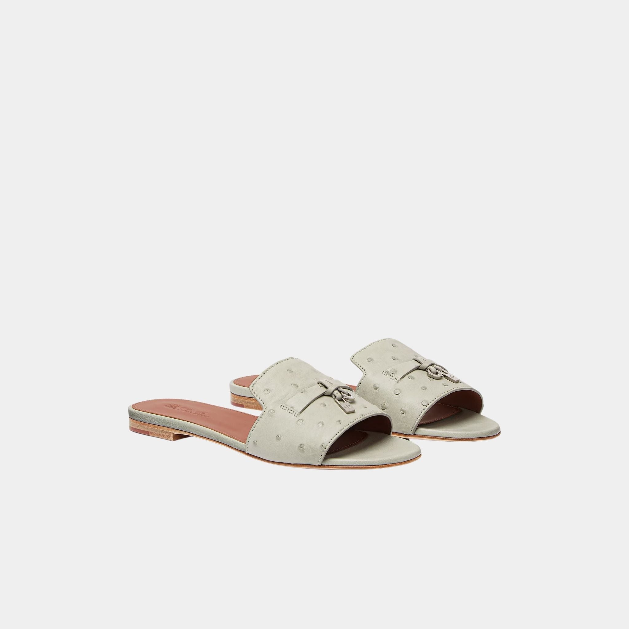 Summer Charms Ostrich Leather Flat Sandal