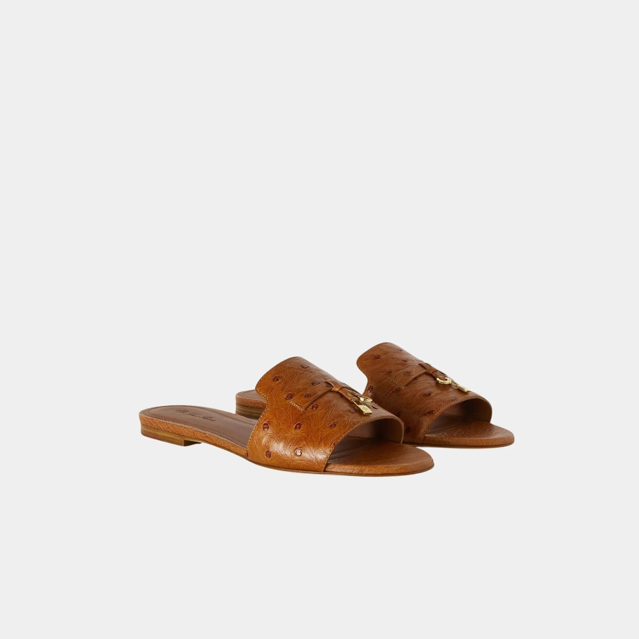Summer Charms Ostrich Leather Flat Sandal