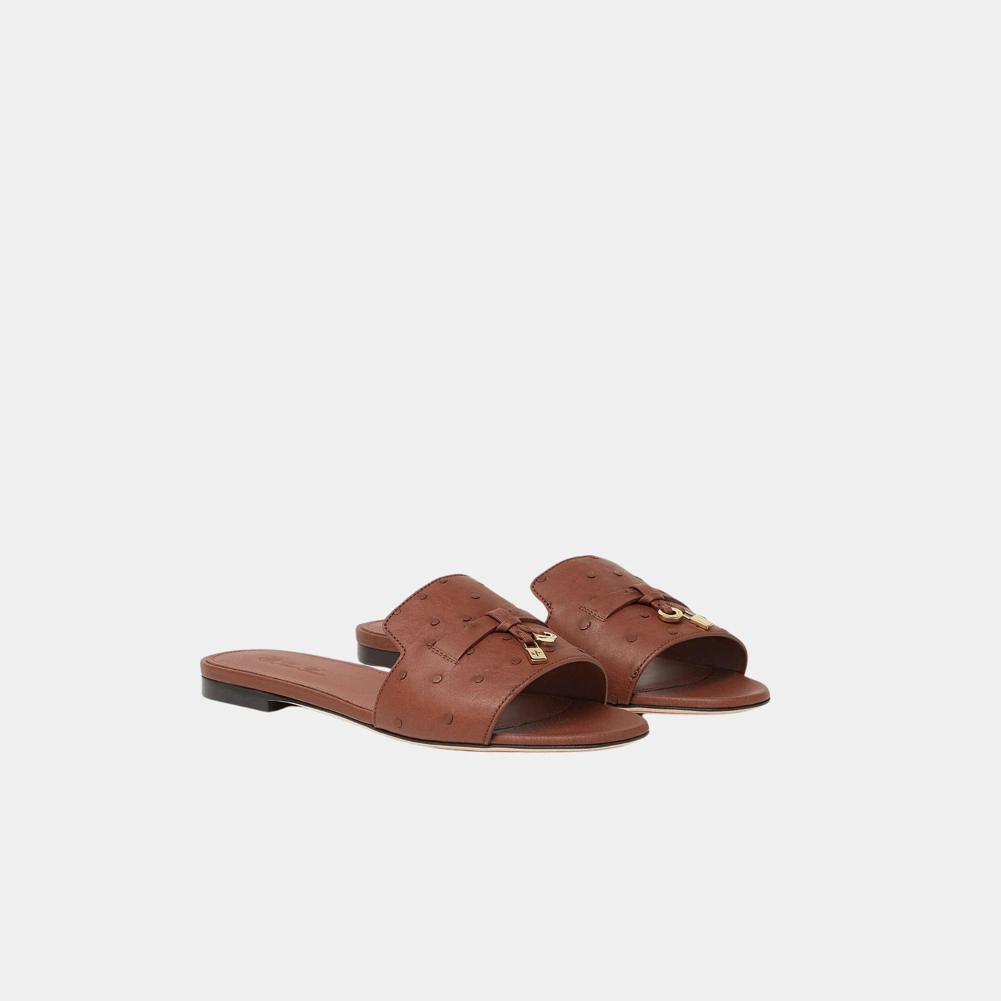 Summer Charms Sandal Flats Ostrich Leather