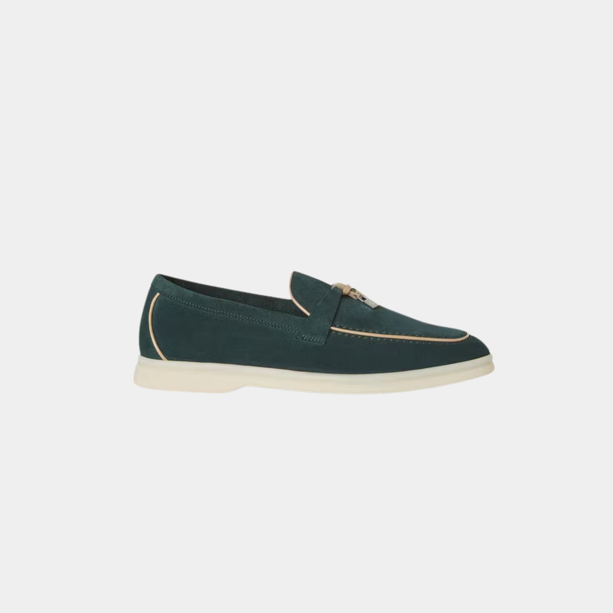 Loro Piana Summer Charms Walk Loafers Suede Goatskin, Emerald Noire, Side