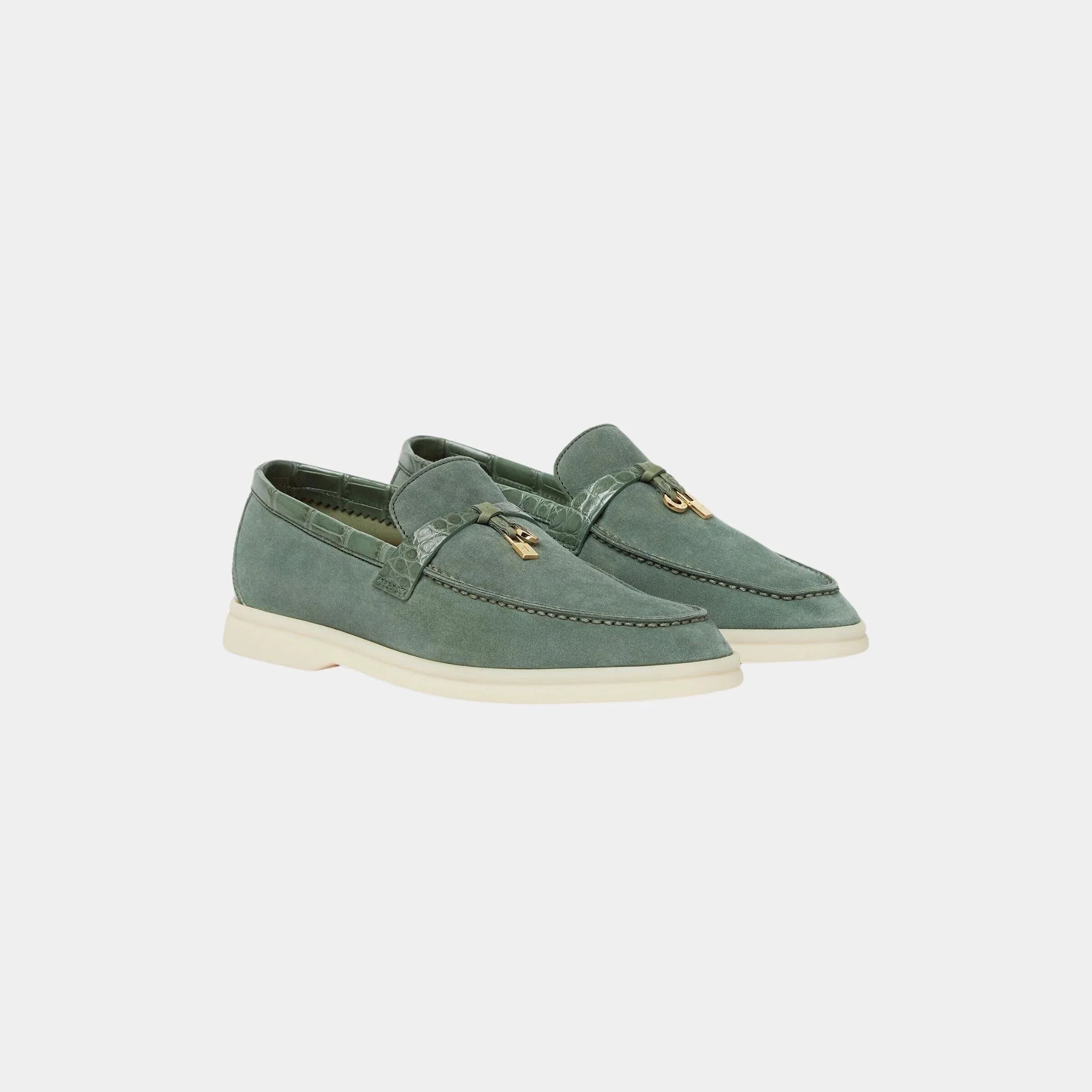Summer Charms Walk Loafers Suede with Alligator Skin