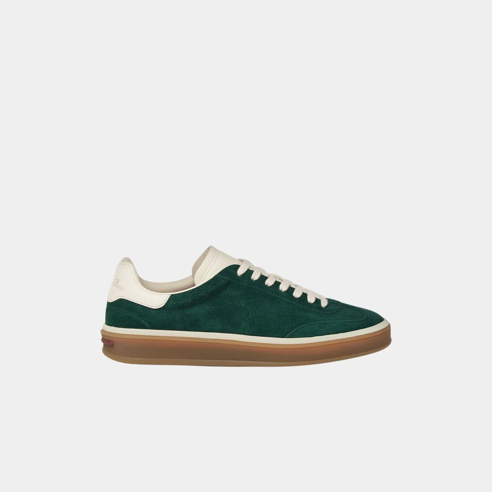 Loro Piana Tennis Walk Suede Calf Split Sneaker, Mapo Green, Side