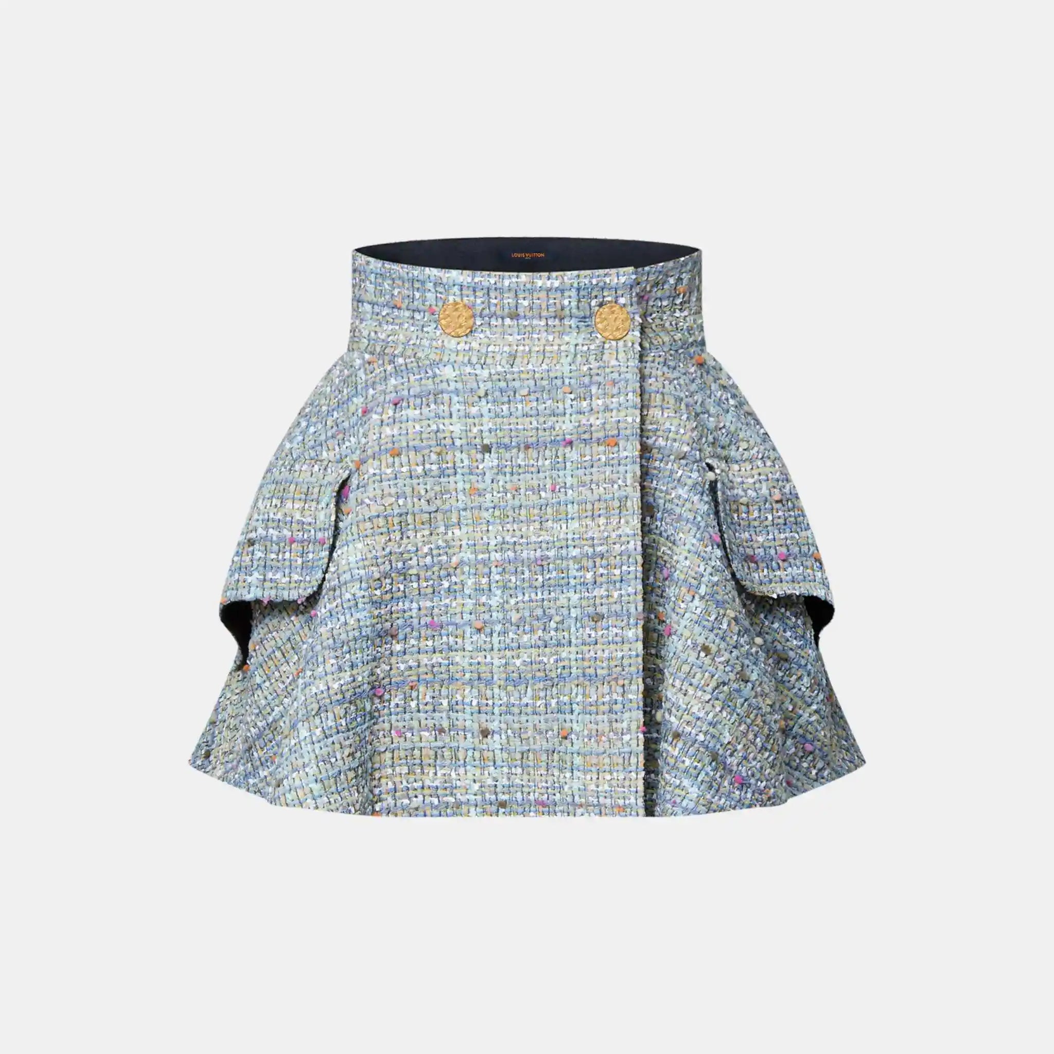 Tweed Mini Wrap Skirt Turquoise