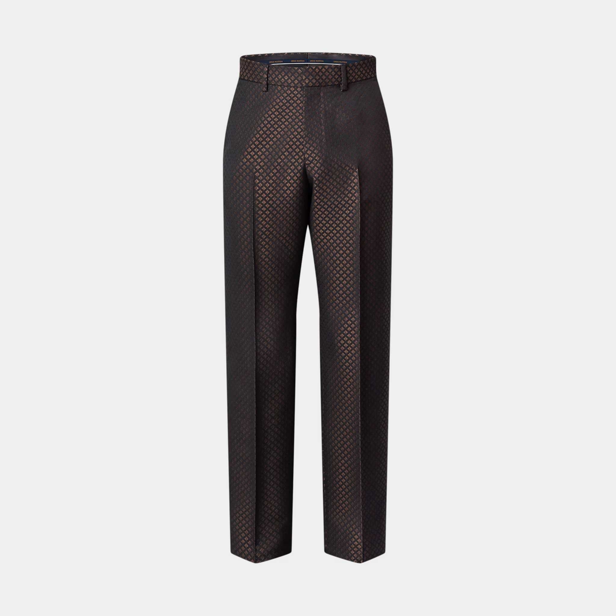 Wool-Silk Blend Monogram Evening Cigarette Pants