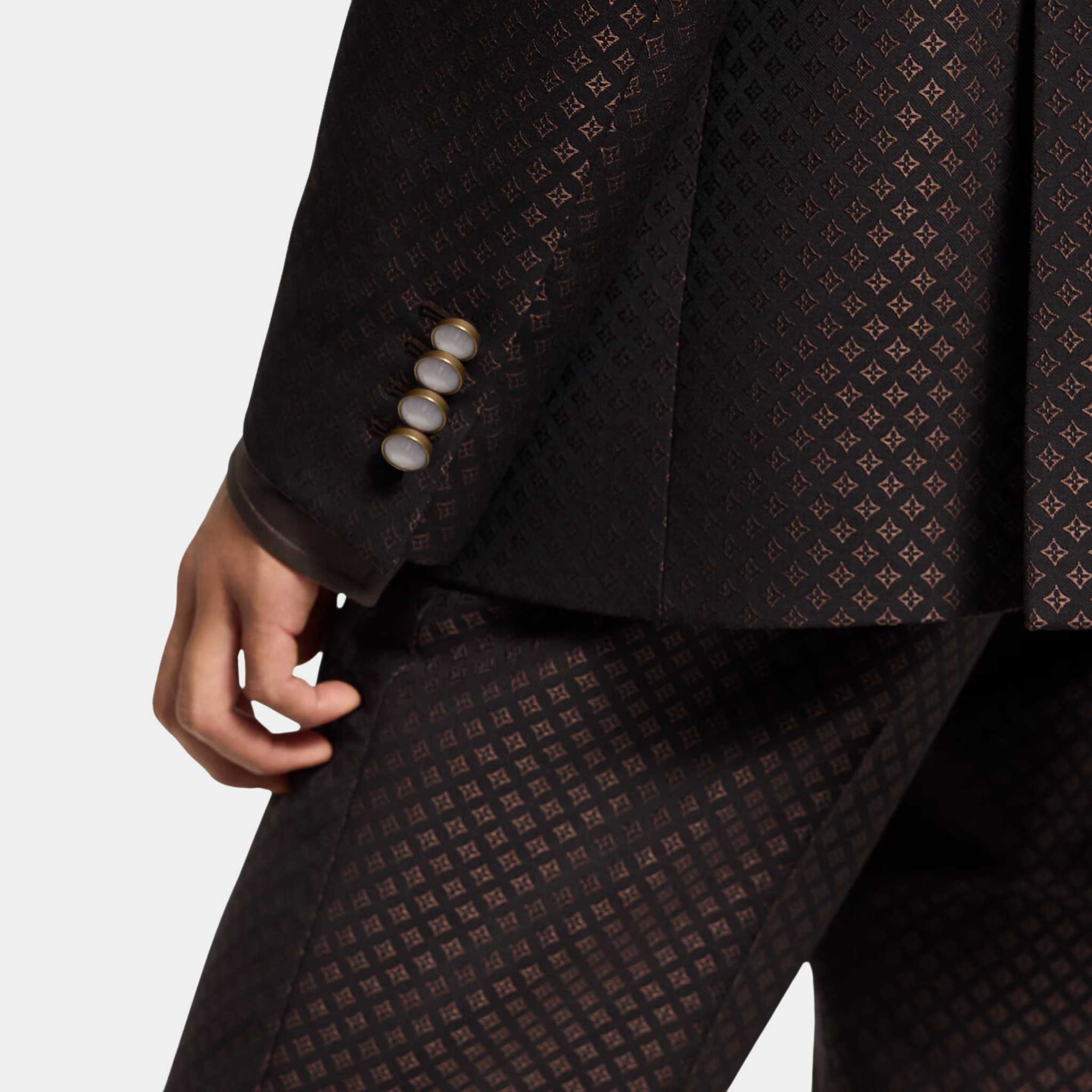 Wool-Silk Monogram Single-Breasted Tuxedo Jacket