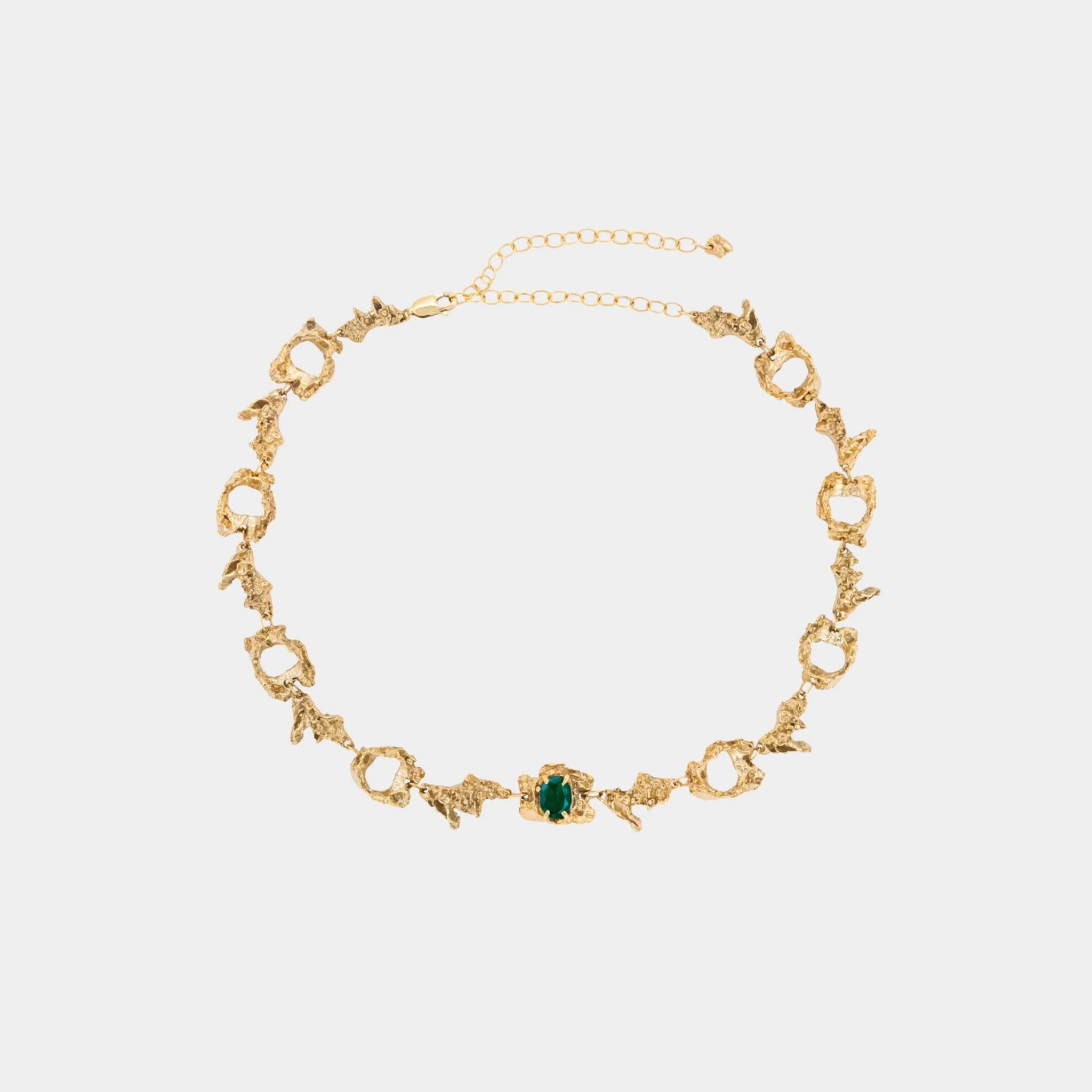 Loveness Lee  Eryngii Emerald Necklace, Gold Plated, Front