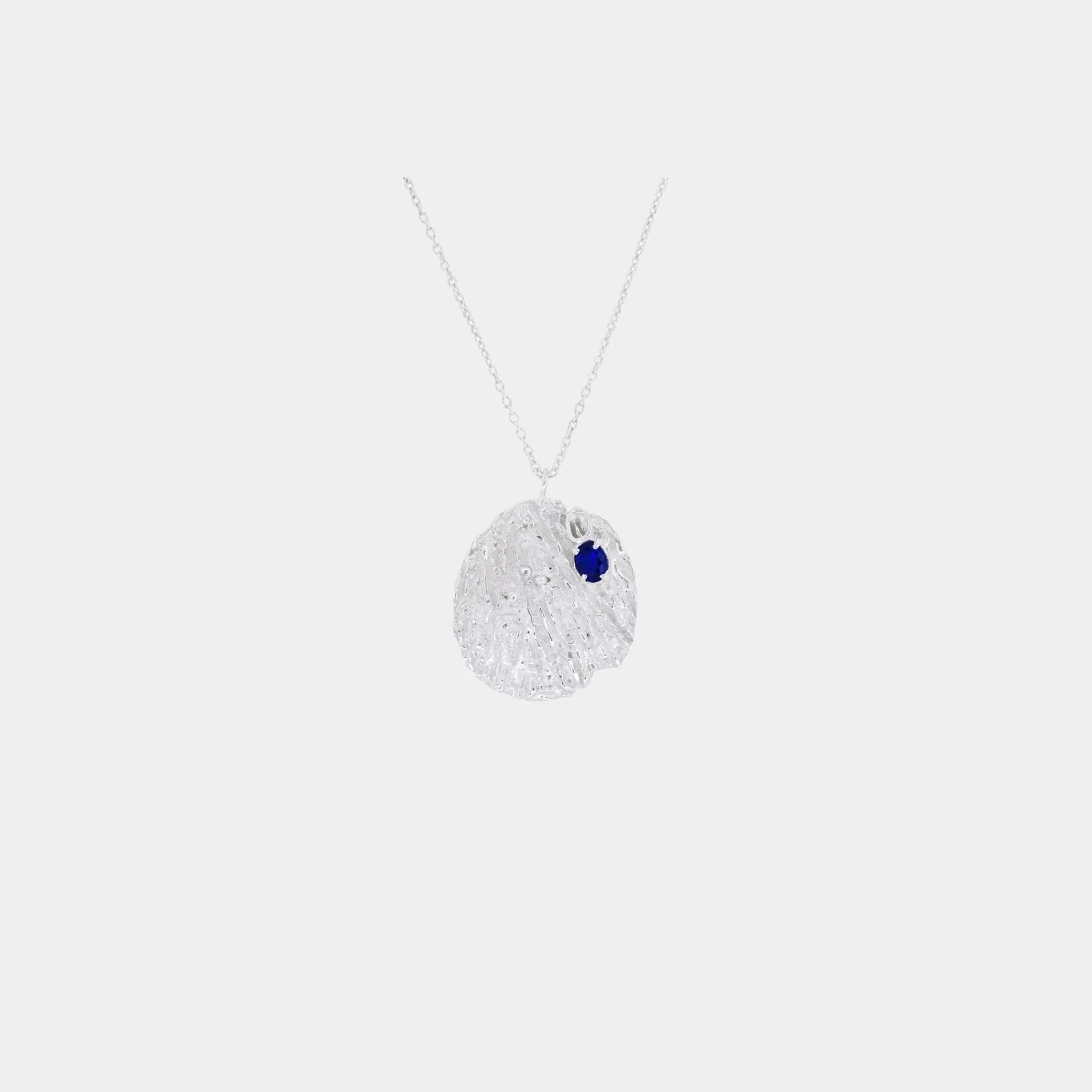 Loveness Lee Maitake Sapphire Medallion Necklace, Silver,  Front