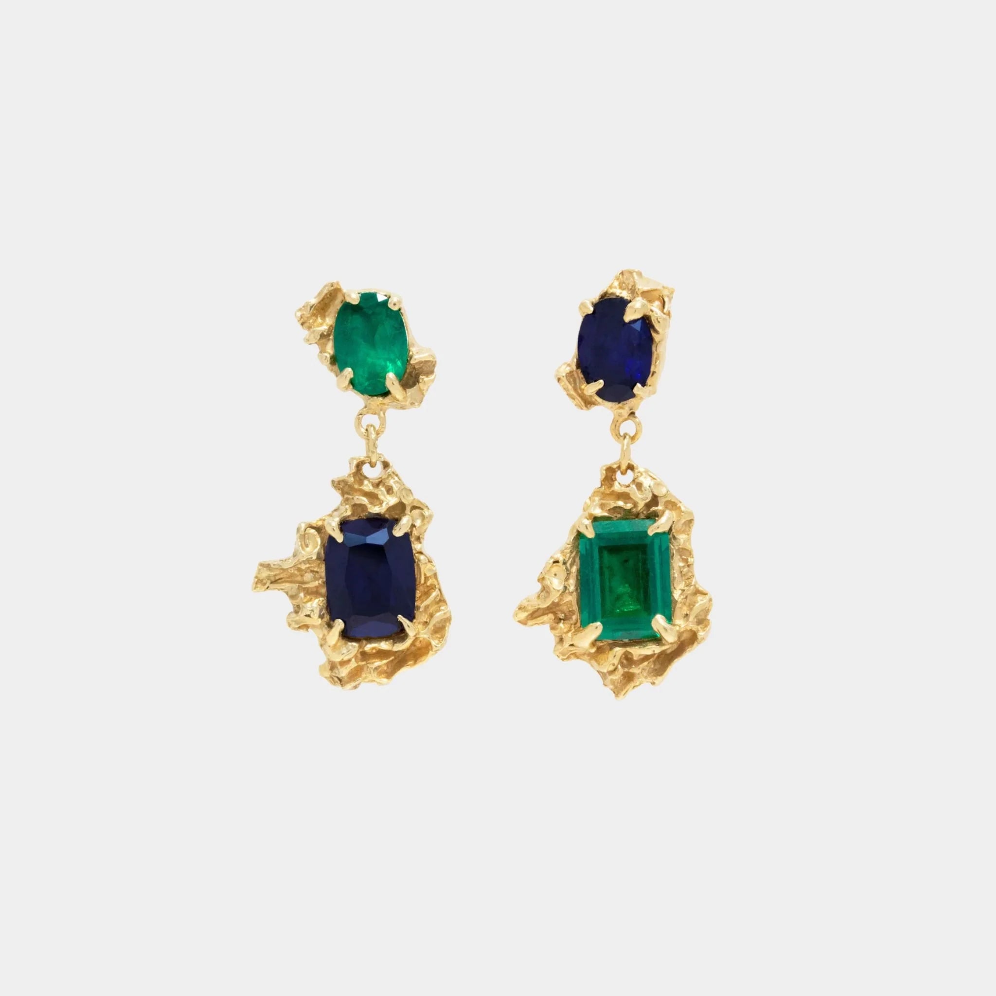 Rina Sapphire Emerald Earrings
