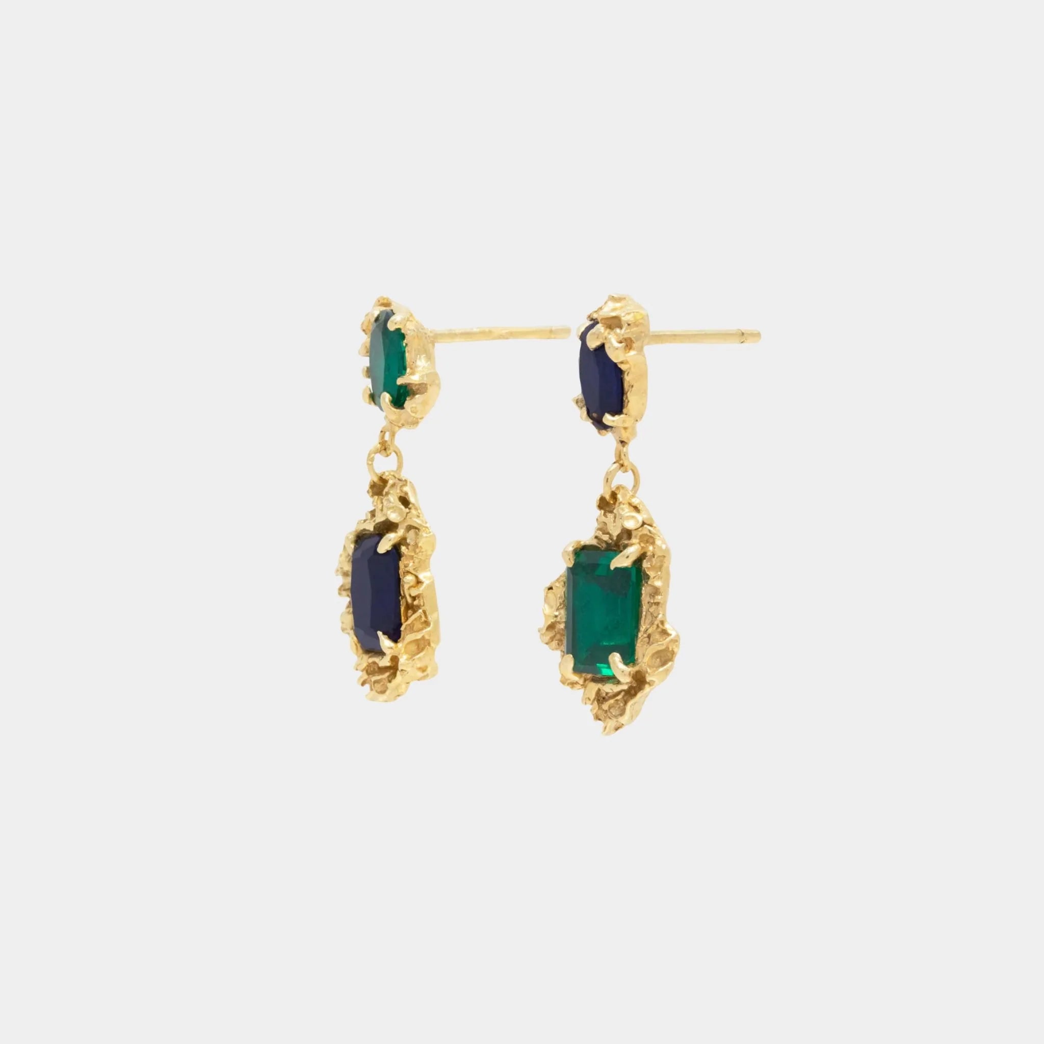 Rina Sapphire Emerald Earrings