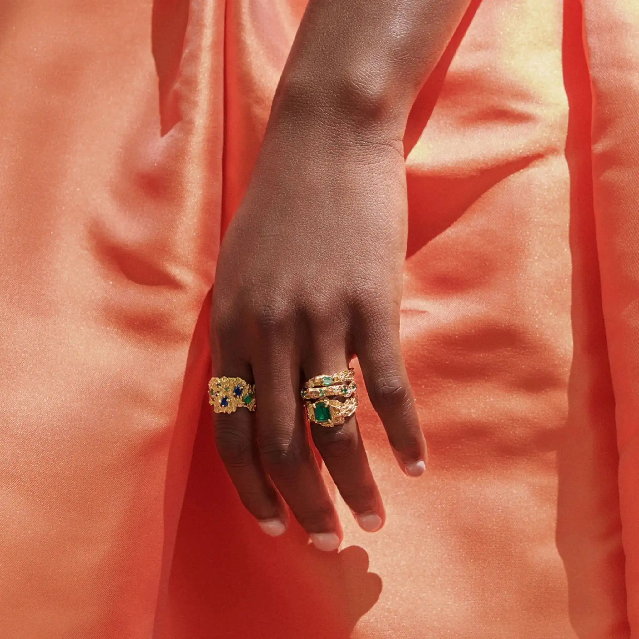 Rosea Emerald Moissanite Ring