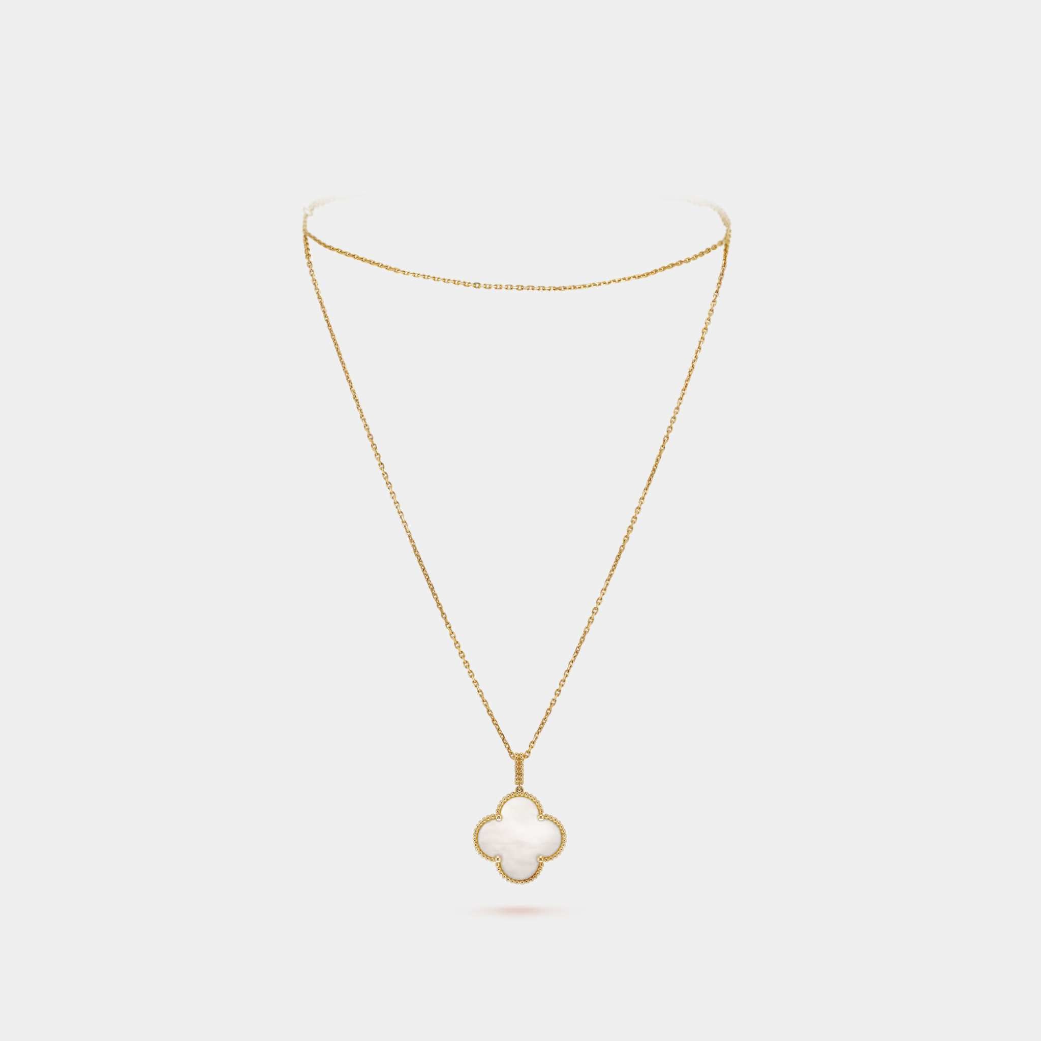 Magic Alhambra Long Necklace 1 Motif Yellow Gold Mother Of Pearl