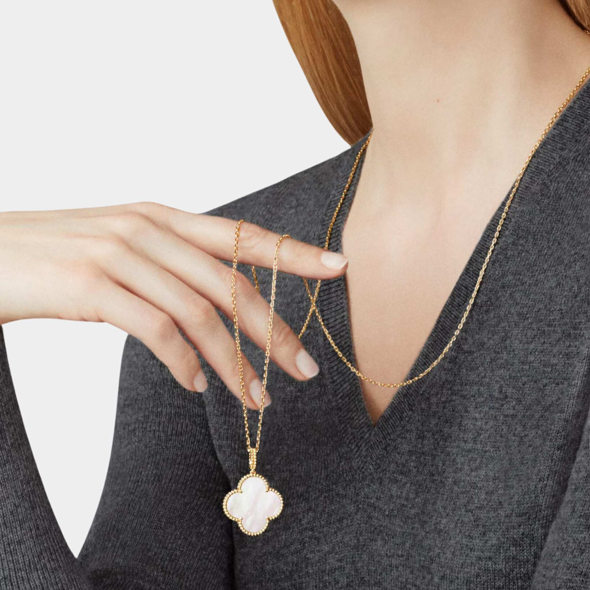 Magic Alhambra Long Necklace 1 Motif Yellow Gold Mother Of Pearl