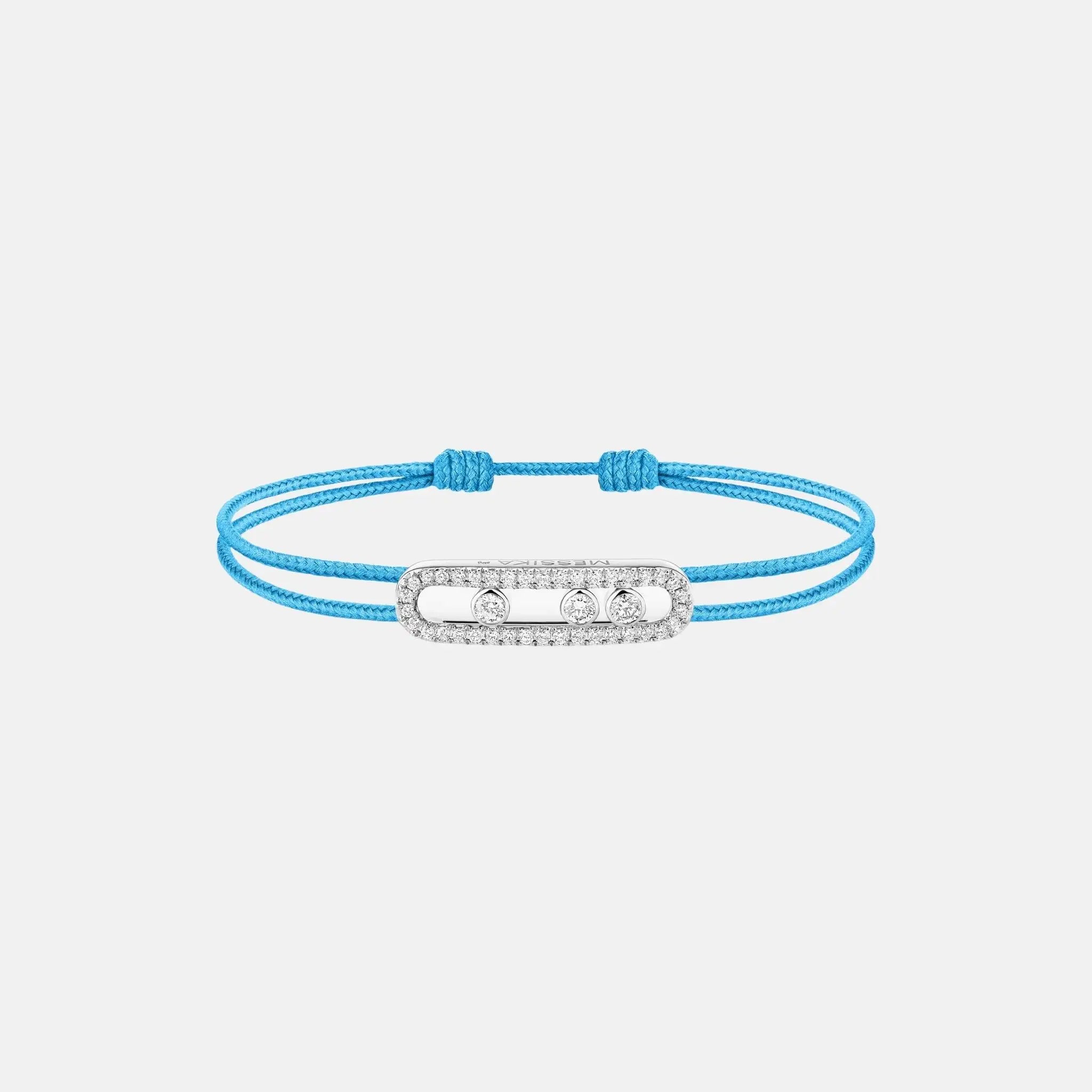 Messika Cares Cord Pave White Gold Diamond Bracelet, Blue