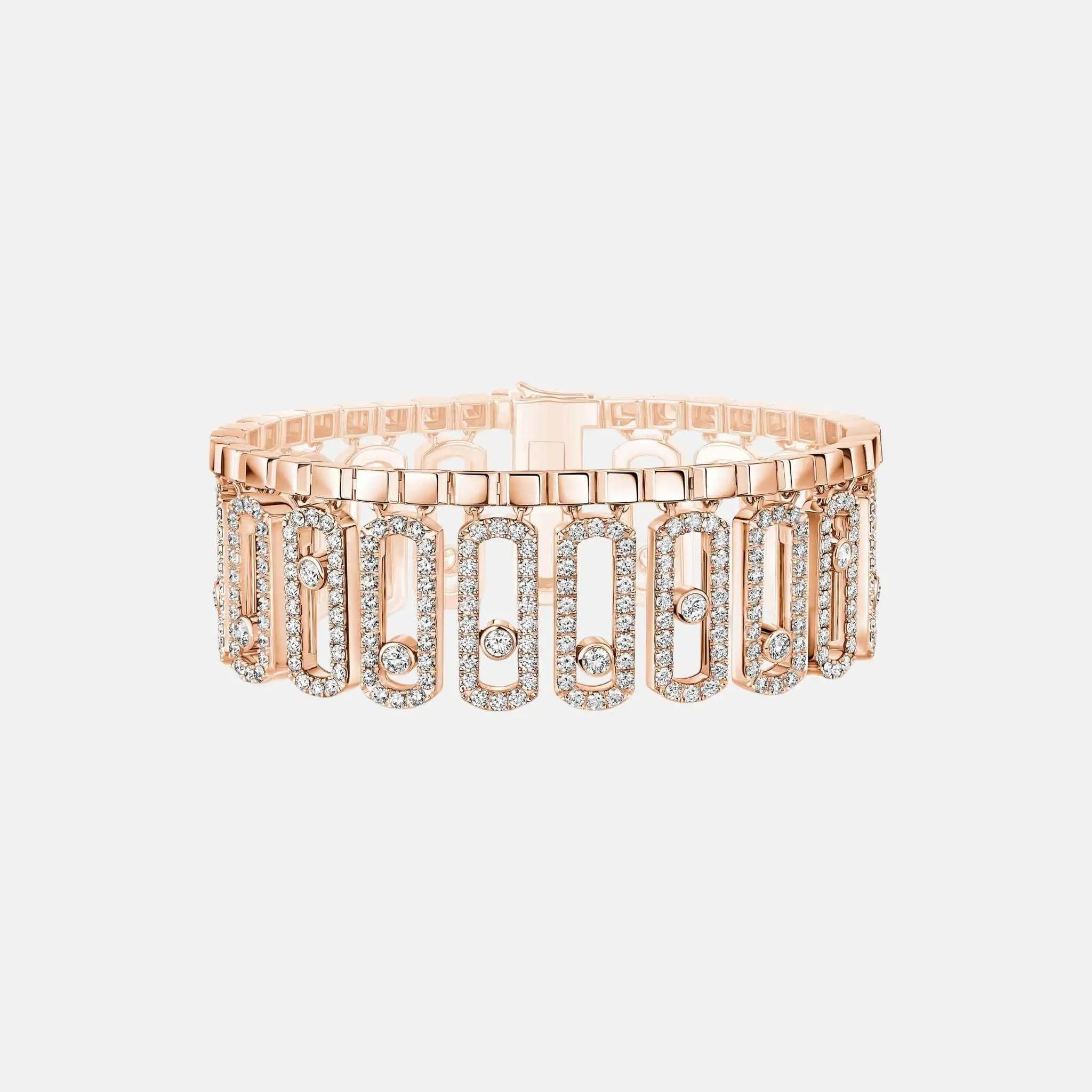 Messika Move Iconica Pave Gold Diamond Bracelet, Pink gold, Front