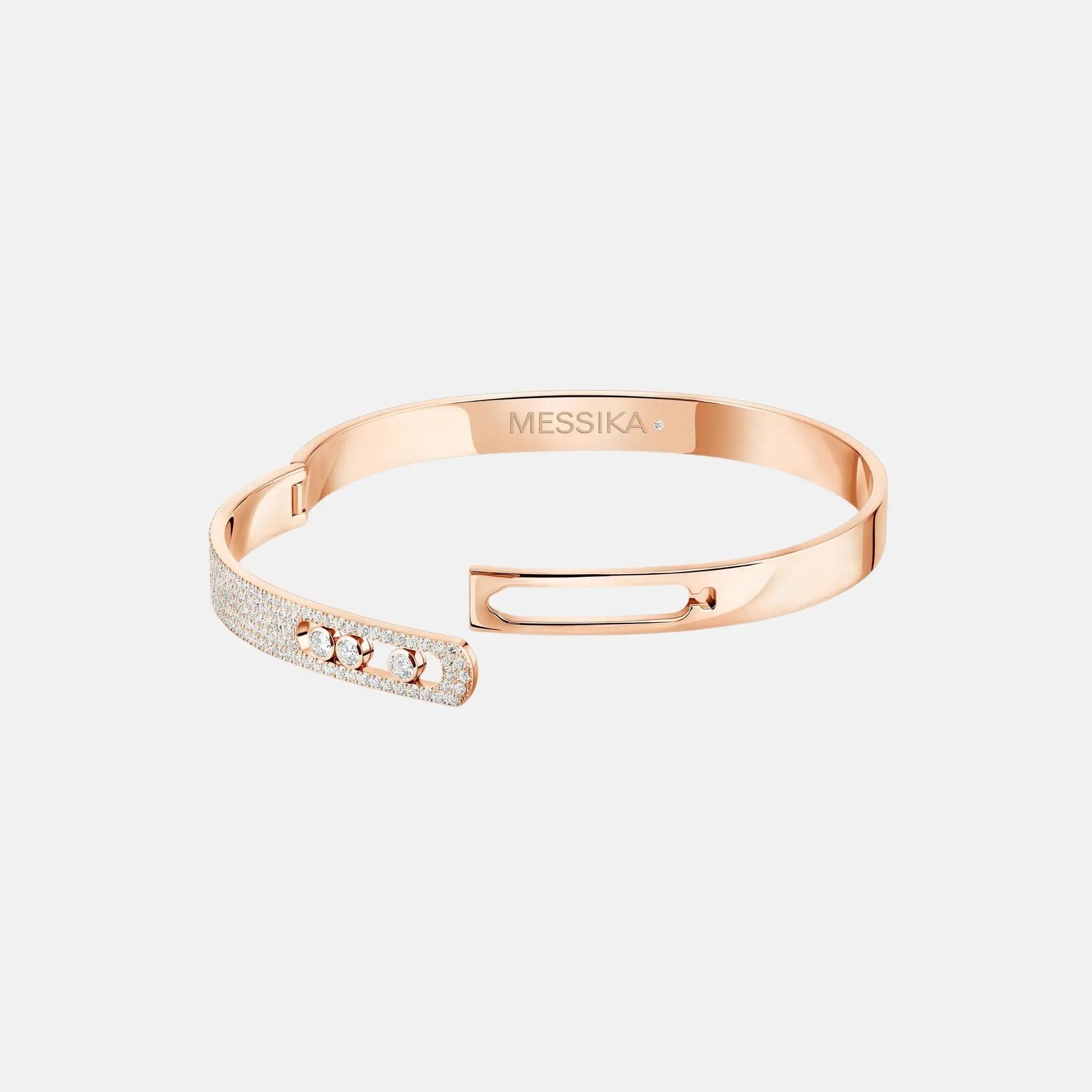 Move Noa Semi Pave Bangle Large Gold Diamond Bracelet