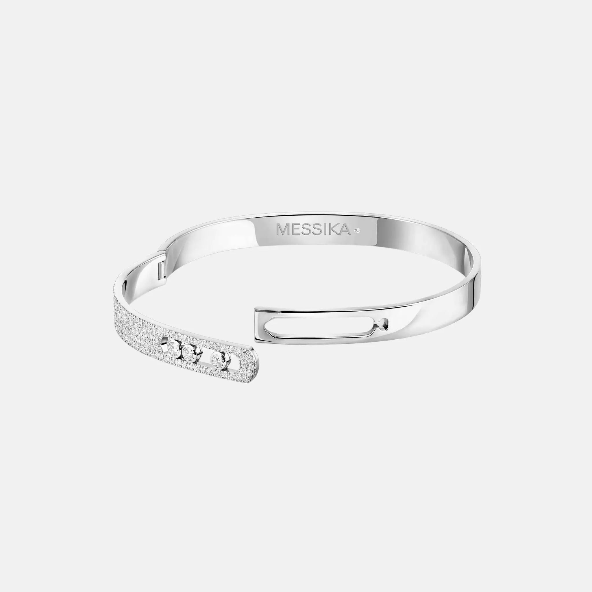 Move Noa Semi Pave Bangle Large Gold Diamond Bracelet