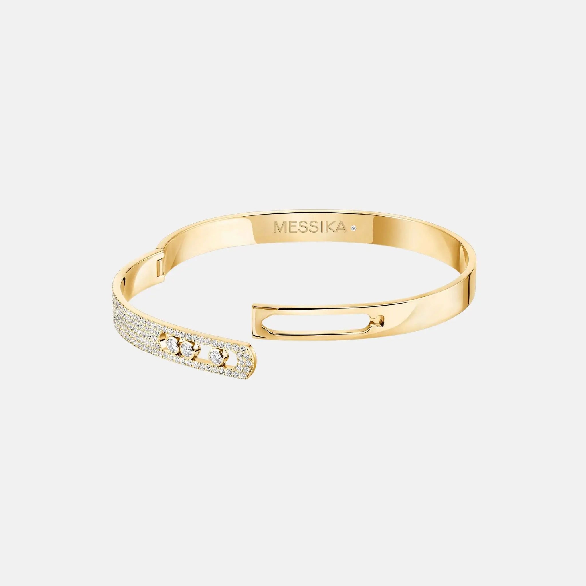Move Noa Semi Pave Bangle Large Gold Diamond Bracelet