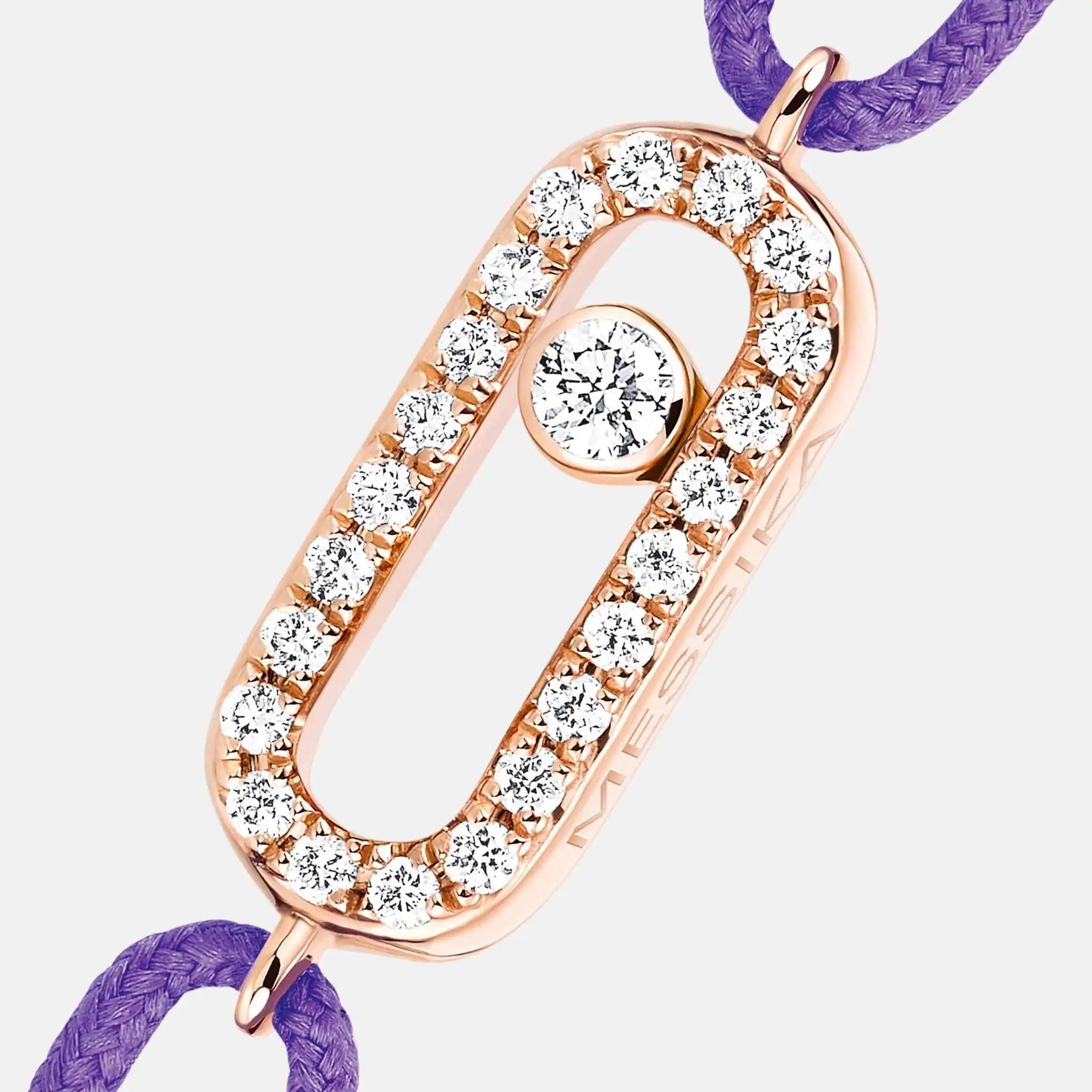 Move Uno Cord Pink Gold Diamond Bracelet