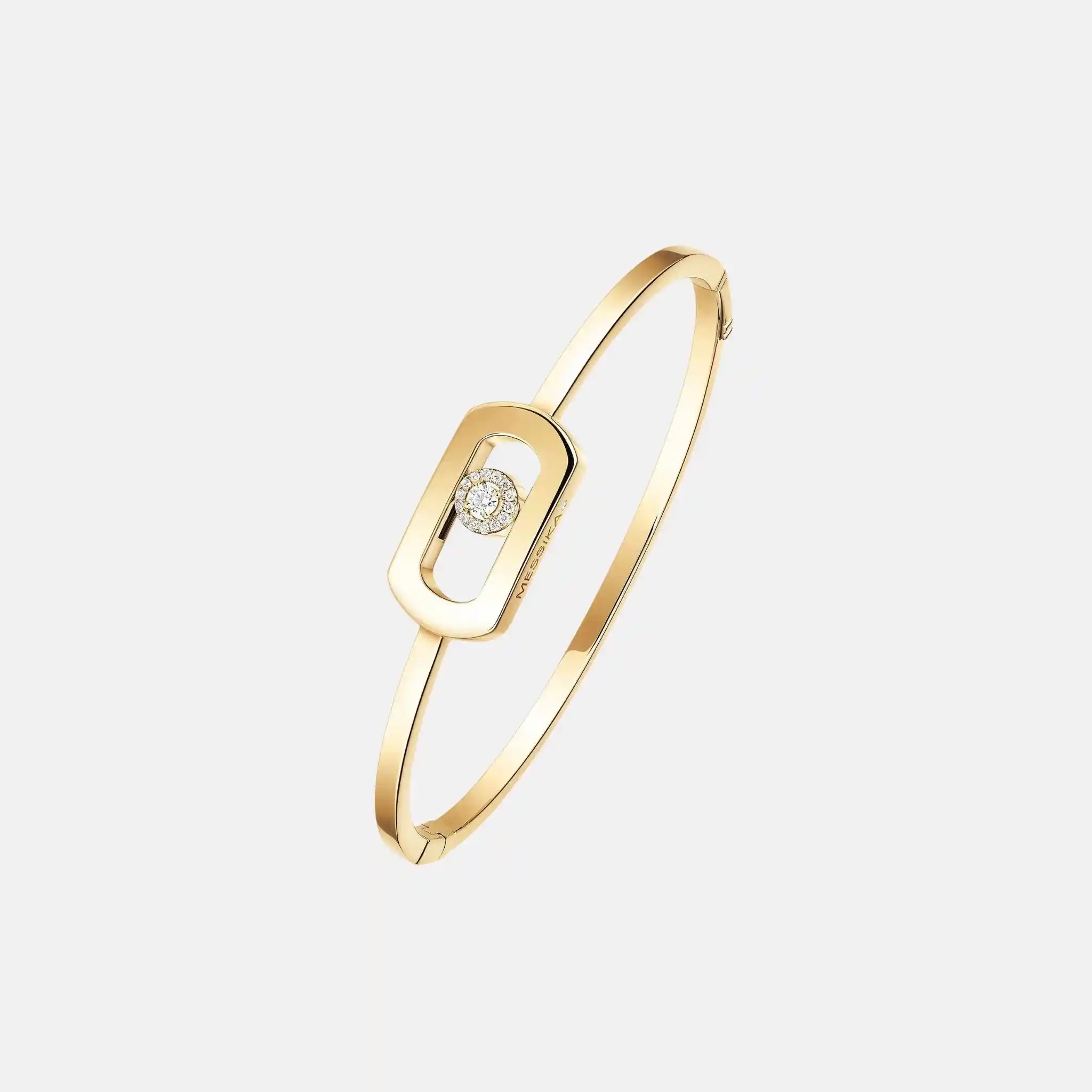 Messika So Move Bangle Gold Diamond Bracelet, Yellow Gold, Front 