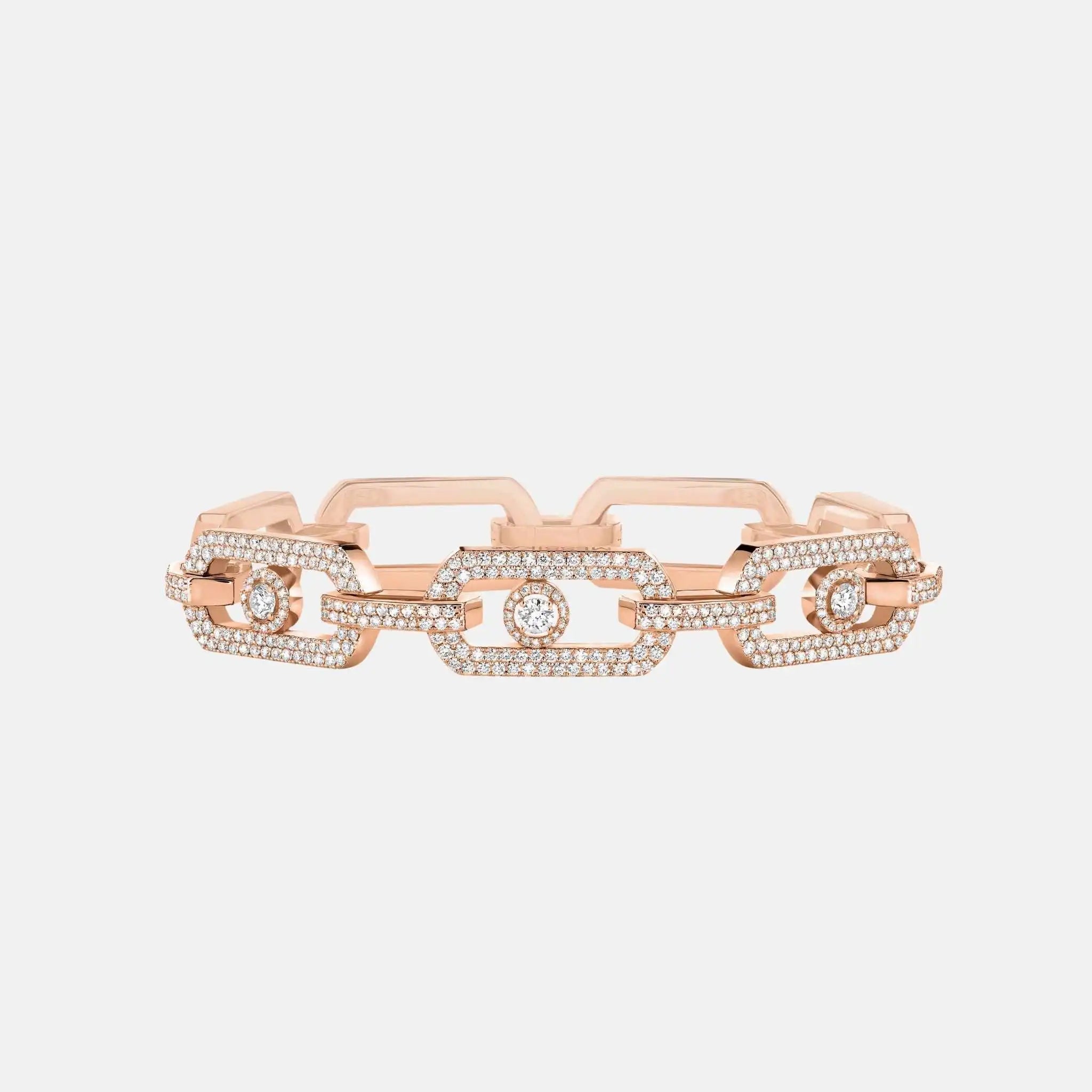 Messika So Move XL Pave Diamond Bracelet, Pink Gold