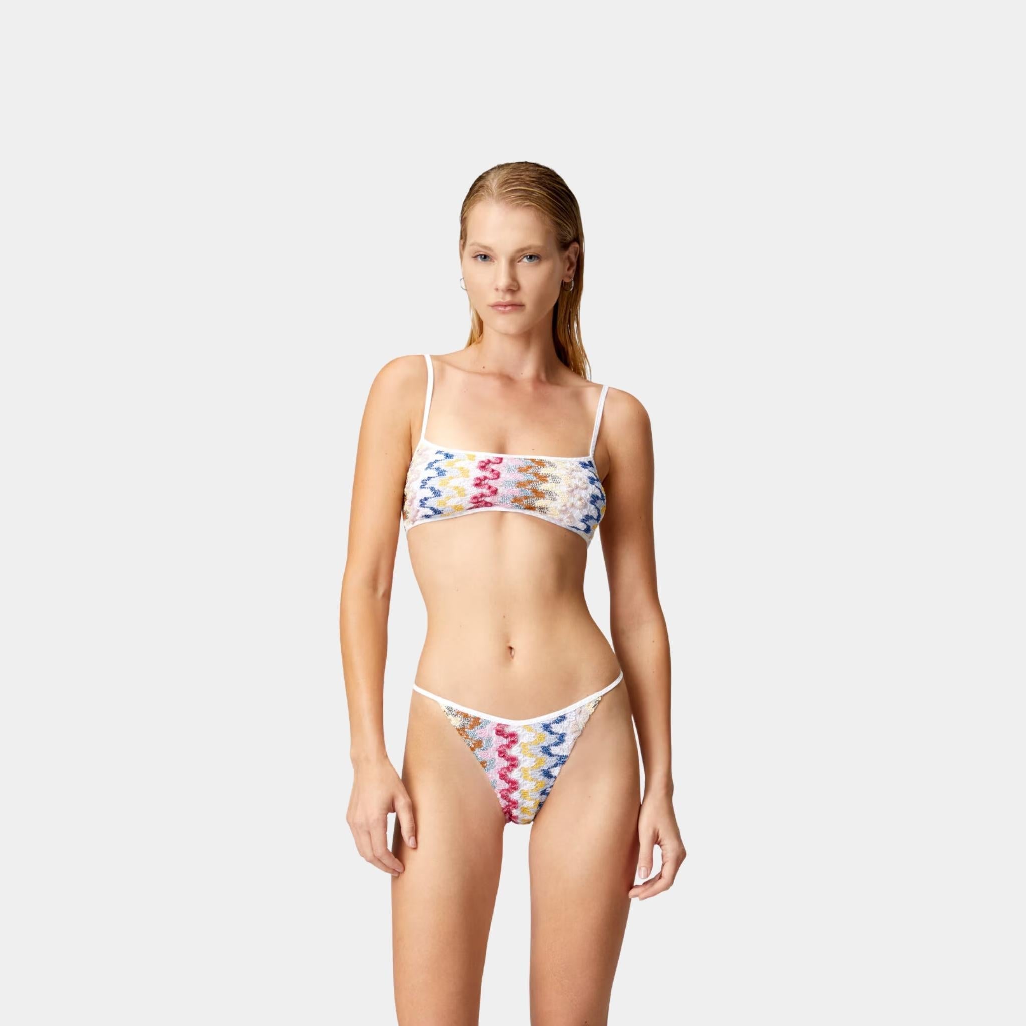 Bandeau Bikini In Lame Viscose Lace
