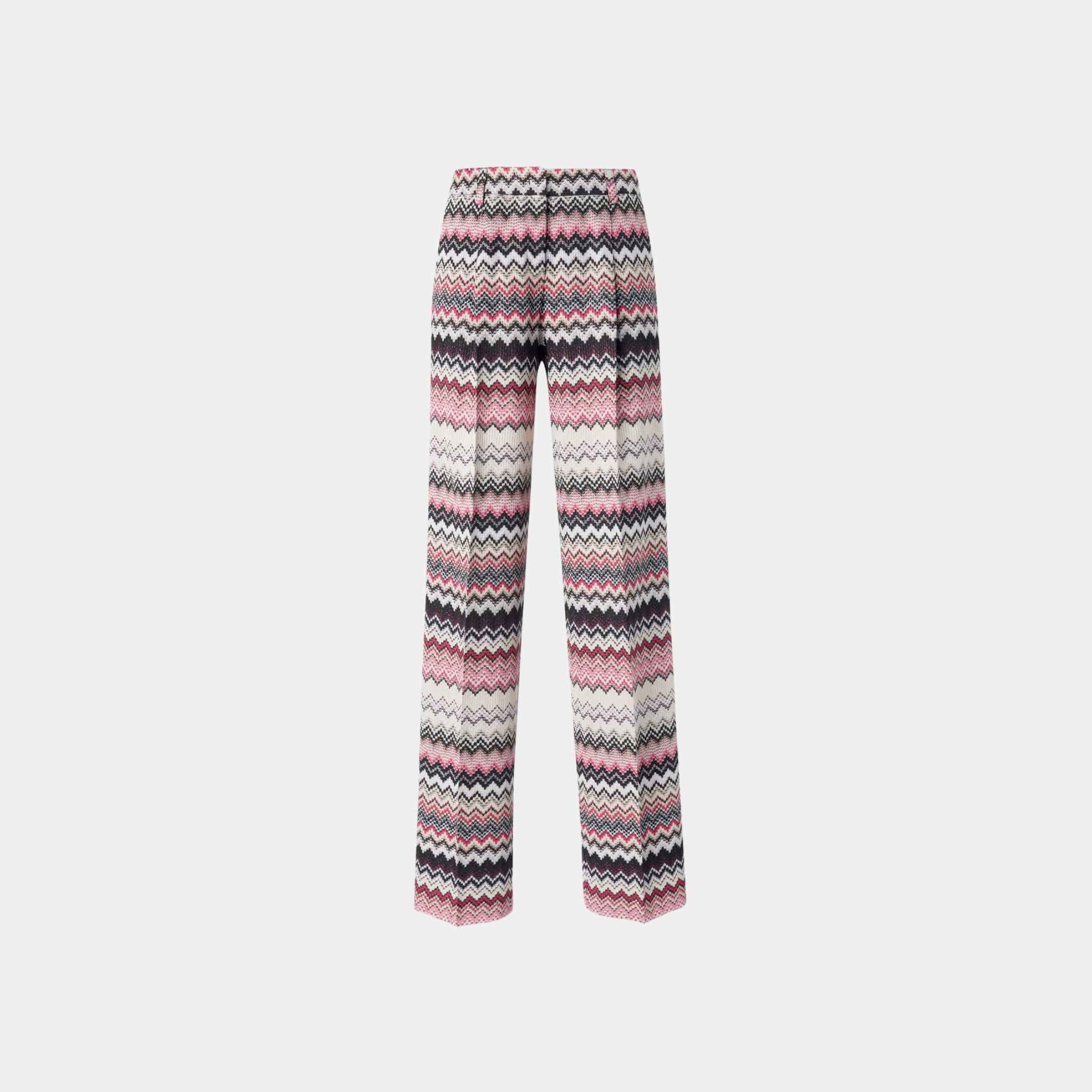 Classic Trousers With Lame Serrated Zigzag Pattern