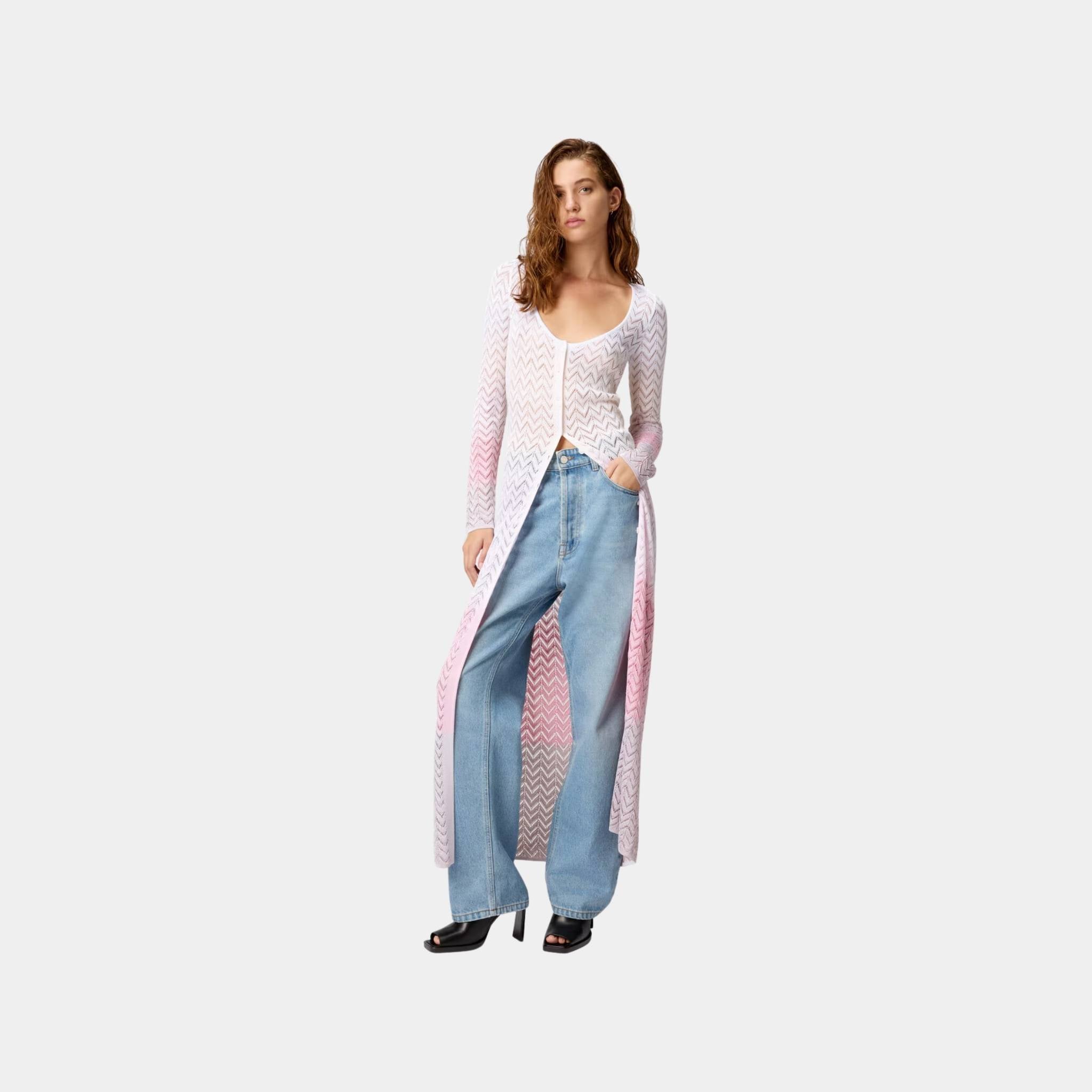 Long Cardigan In Gradient Chevron Viscose