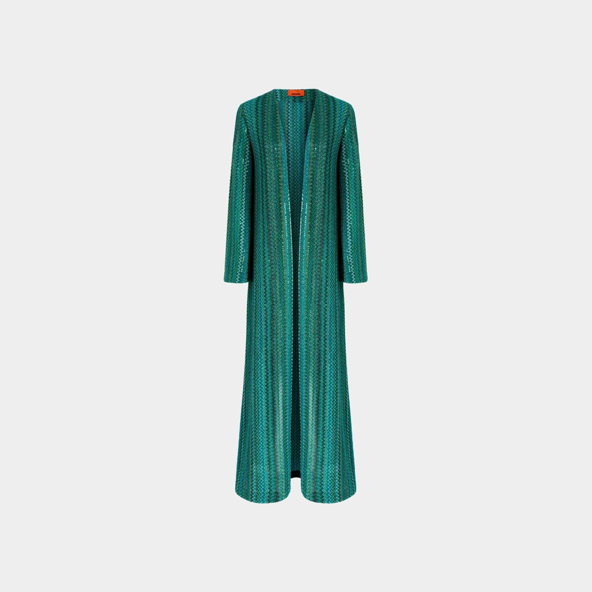 Long Zigzag Cardigan With Sequins