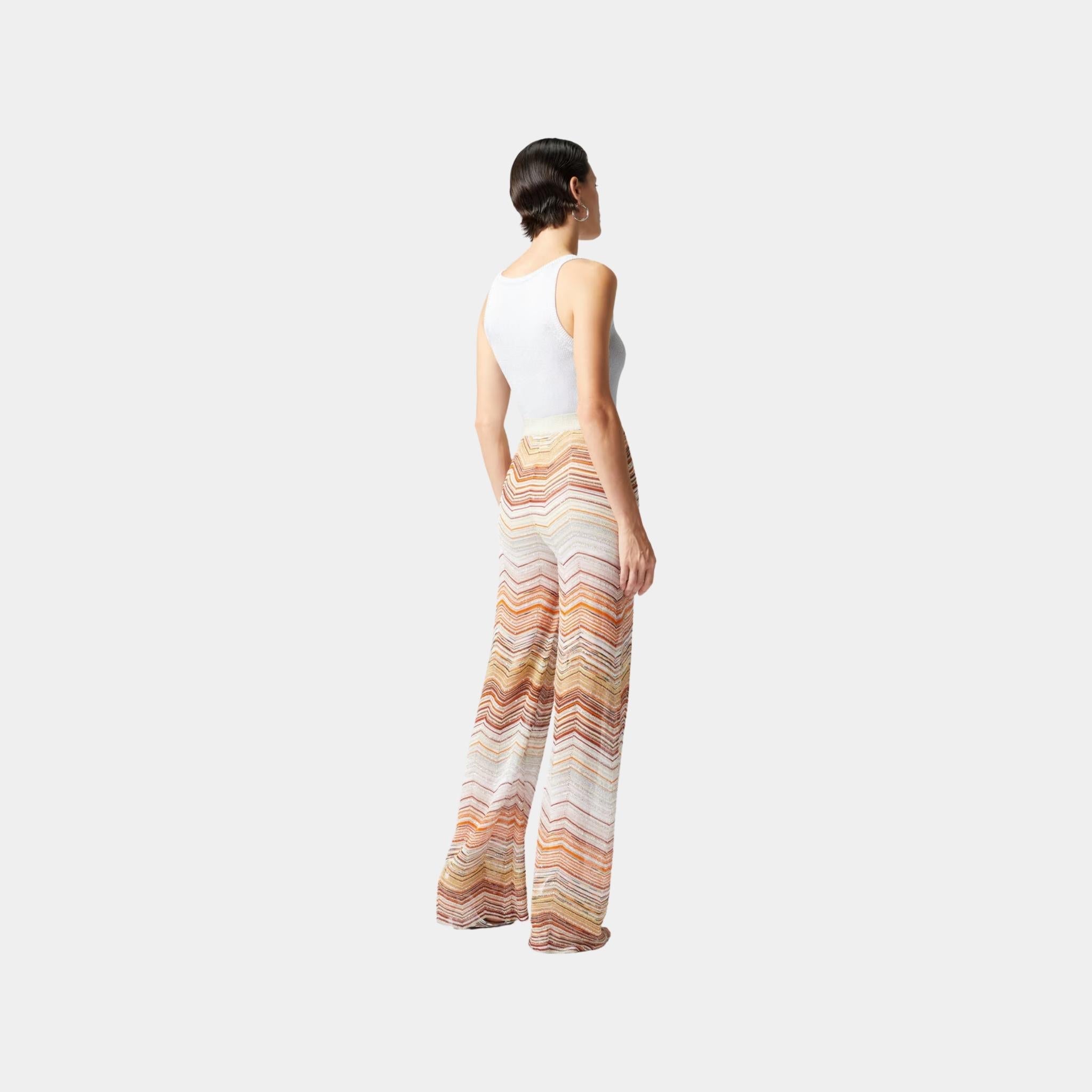 Palazzo Chevron Lame Trousers With Sequins
