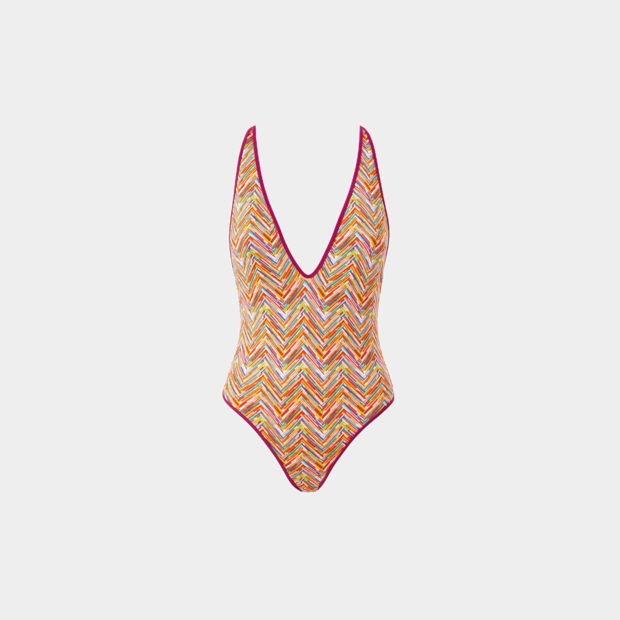 Reversible One Piece Swimsuit With Print And V Neck