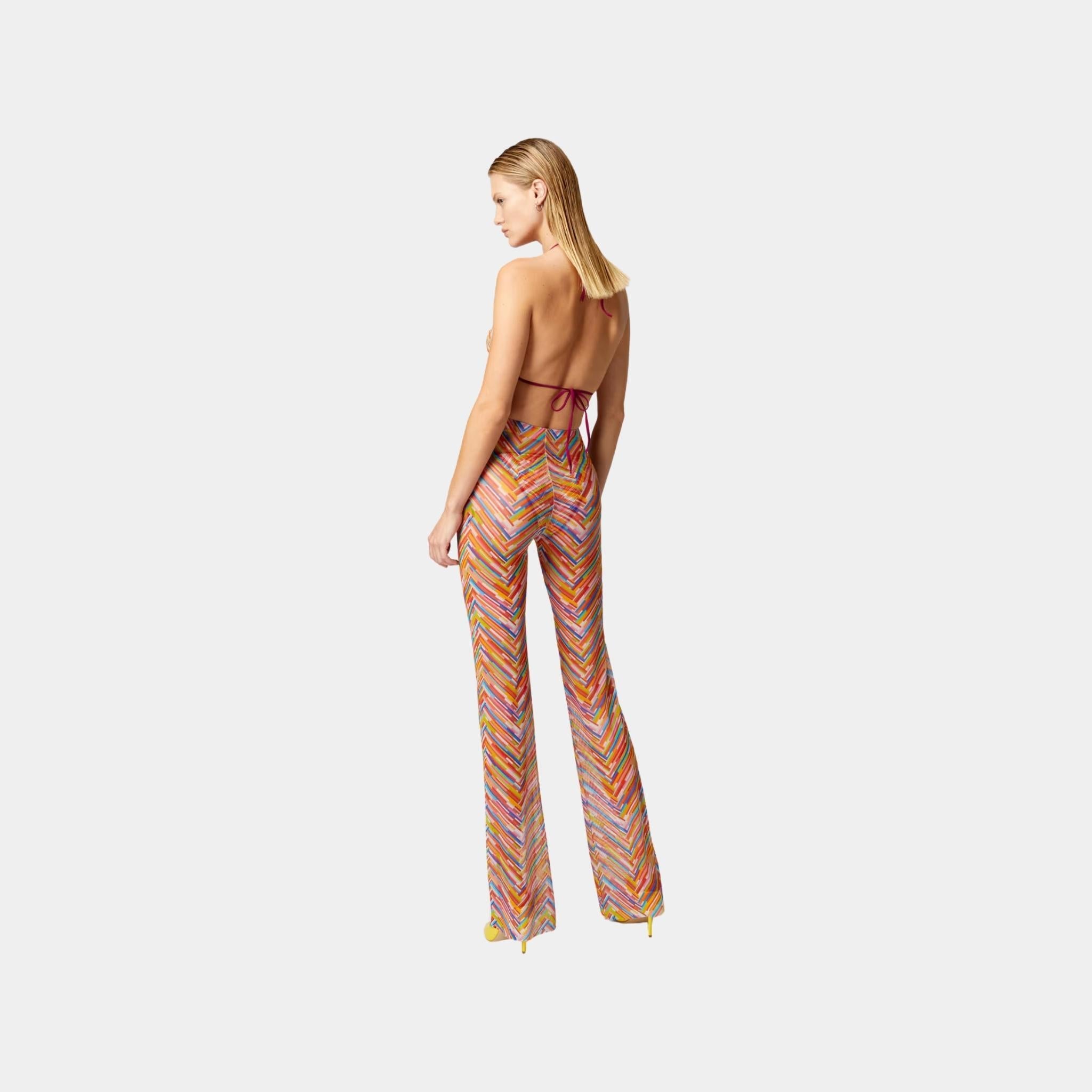Straight Trousers In Printed Tulle